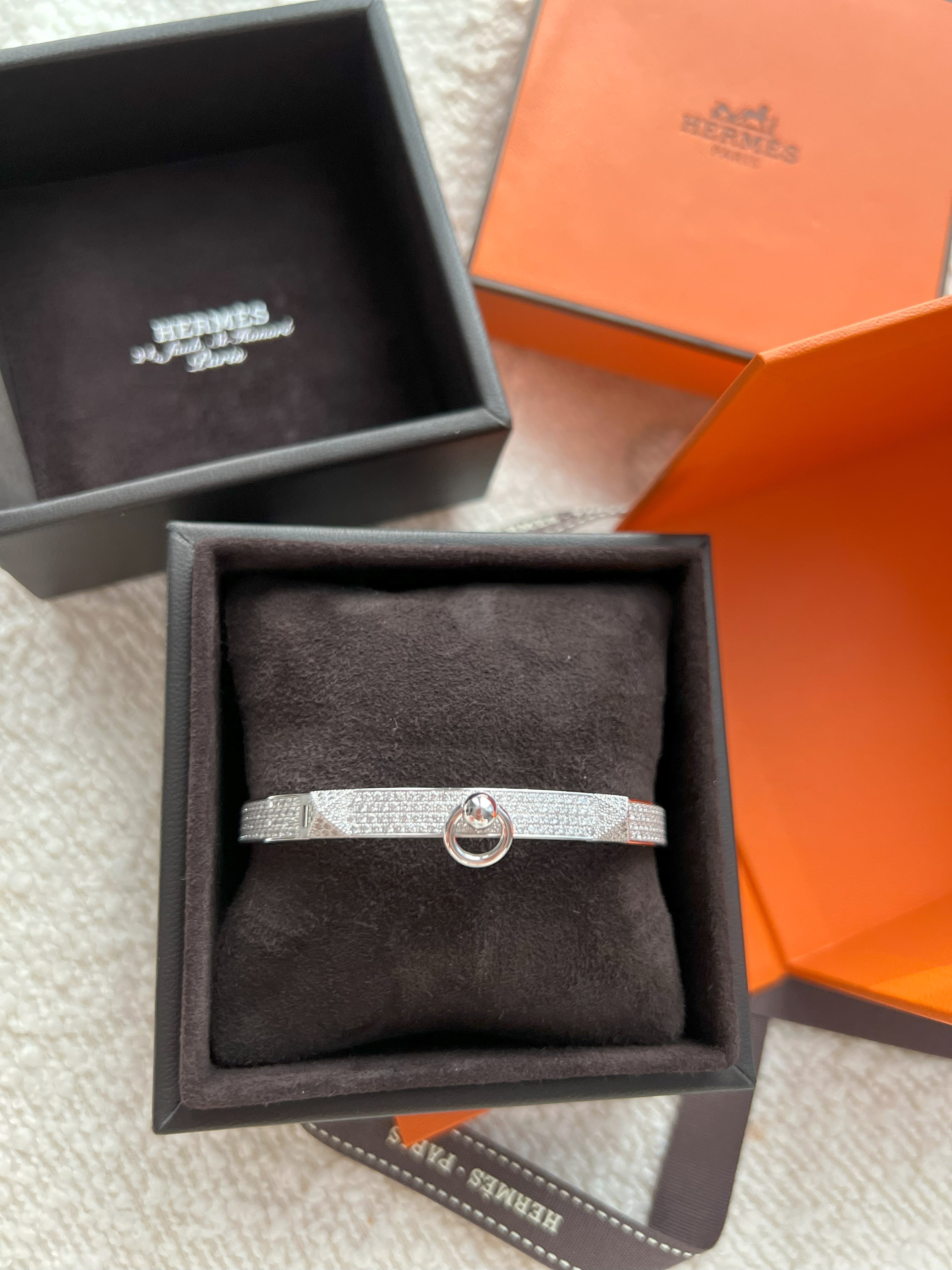 NEW Hermes De Chien Bracelet White Gold Full Paved Diamond ST Over $60K