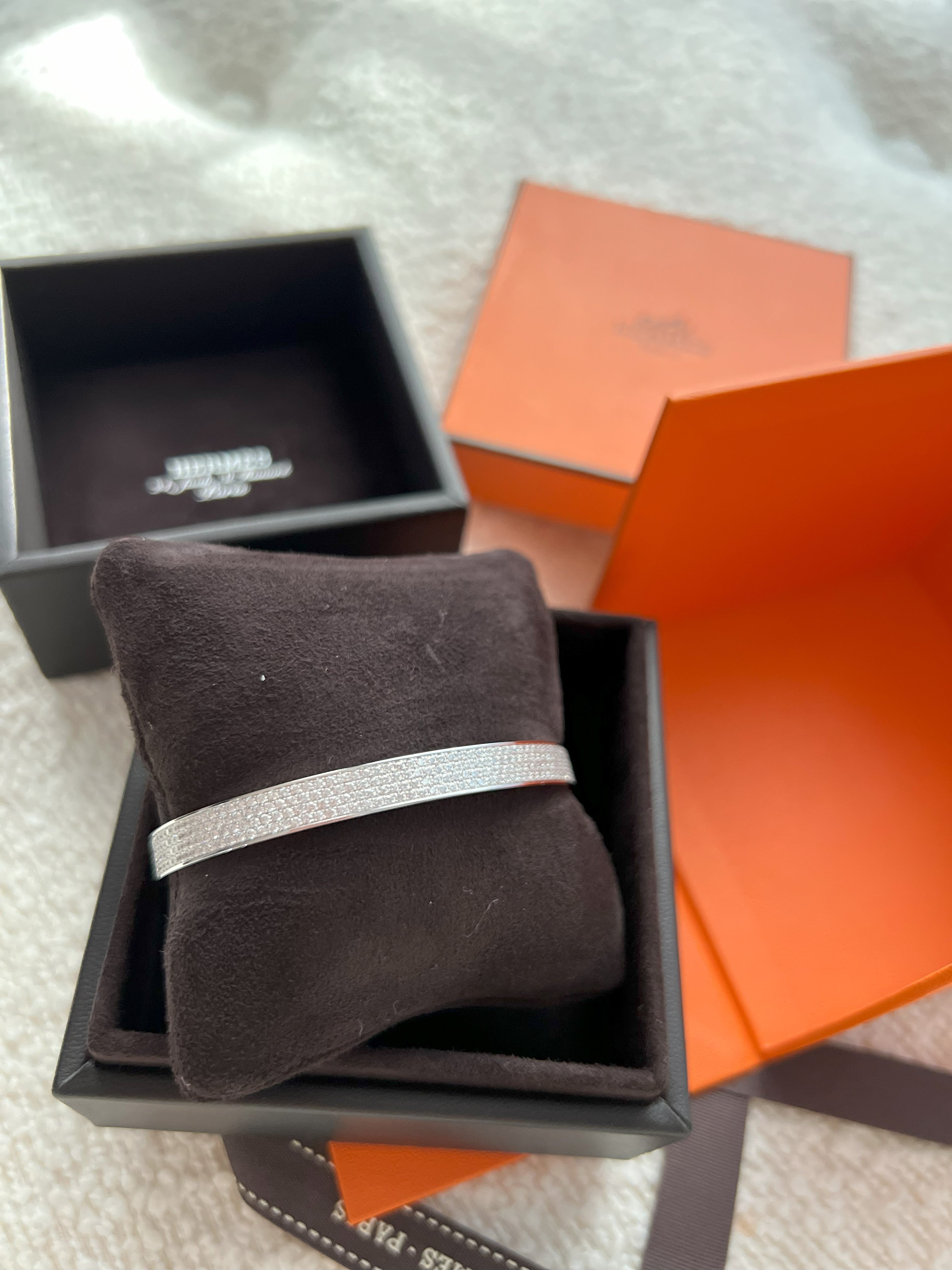 NEW Hermes De Chien Bracelet White Gold Full Paved Diamond ST Over $60K