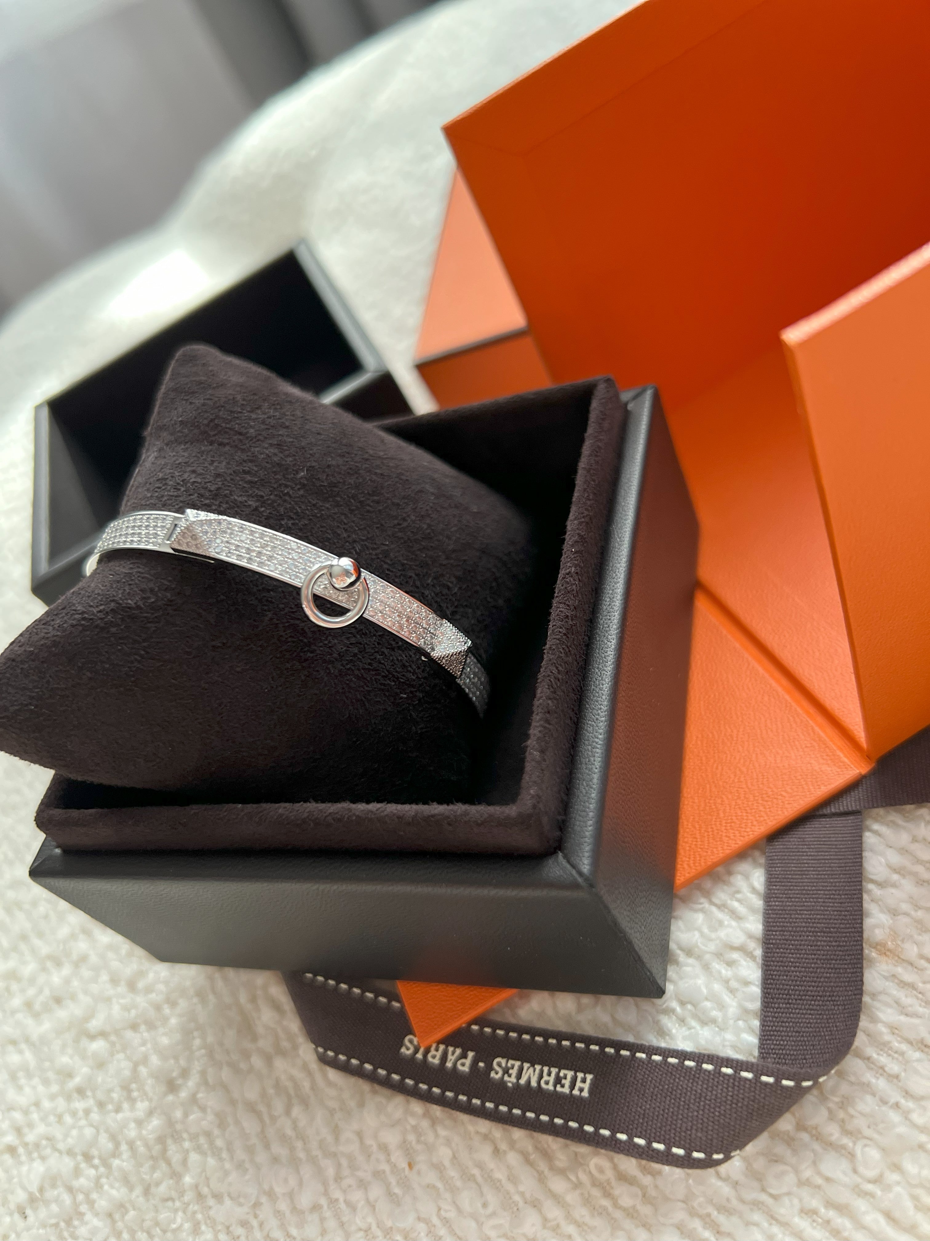 NEW Hermes De Chien Bracelet White Gold Full Paved Diamond ST Over $60K