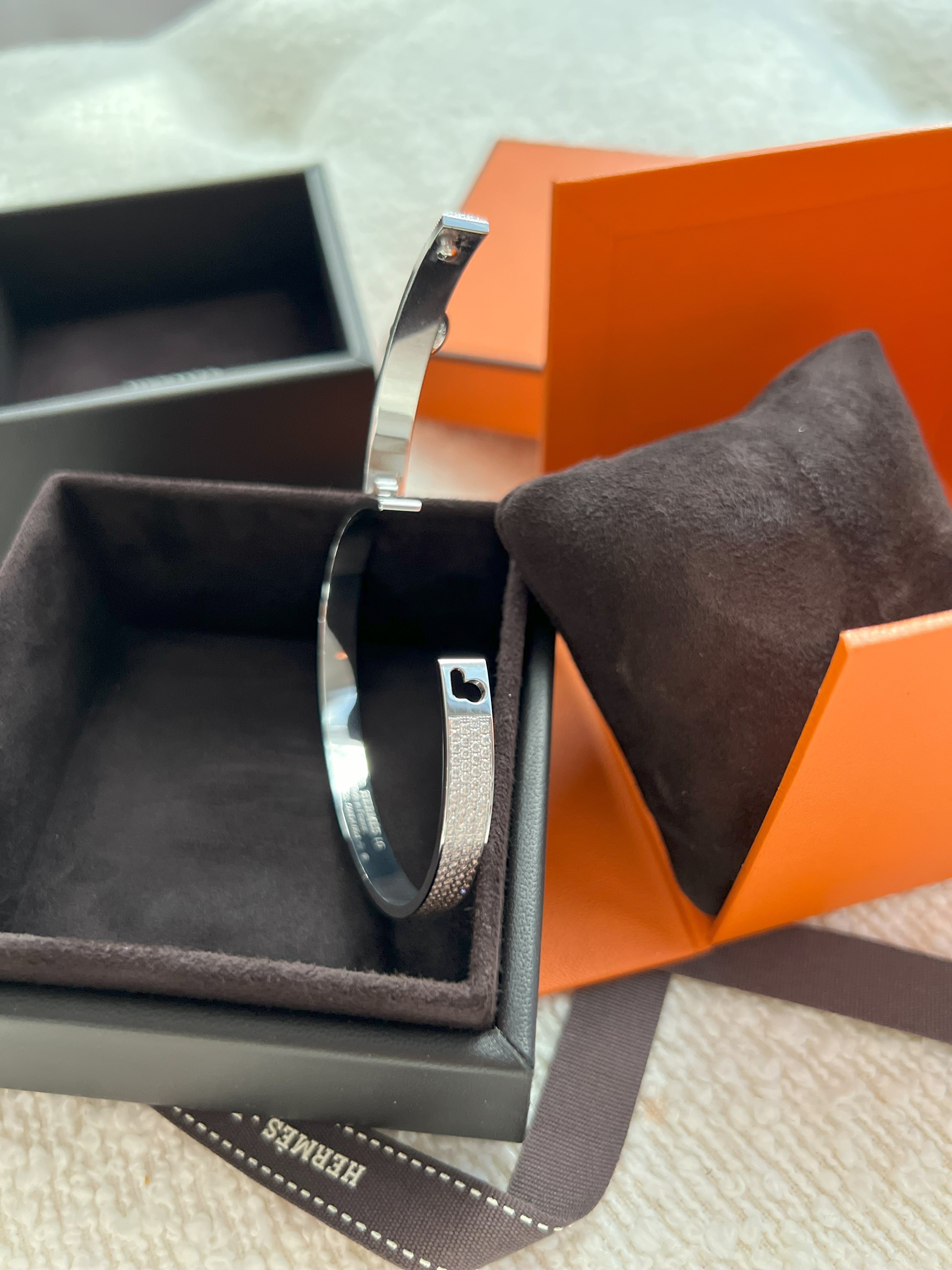 NEW Hermes De Chien Bracelet White Gold Full Paved Diamond ST Over $60K