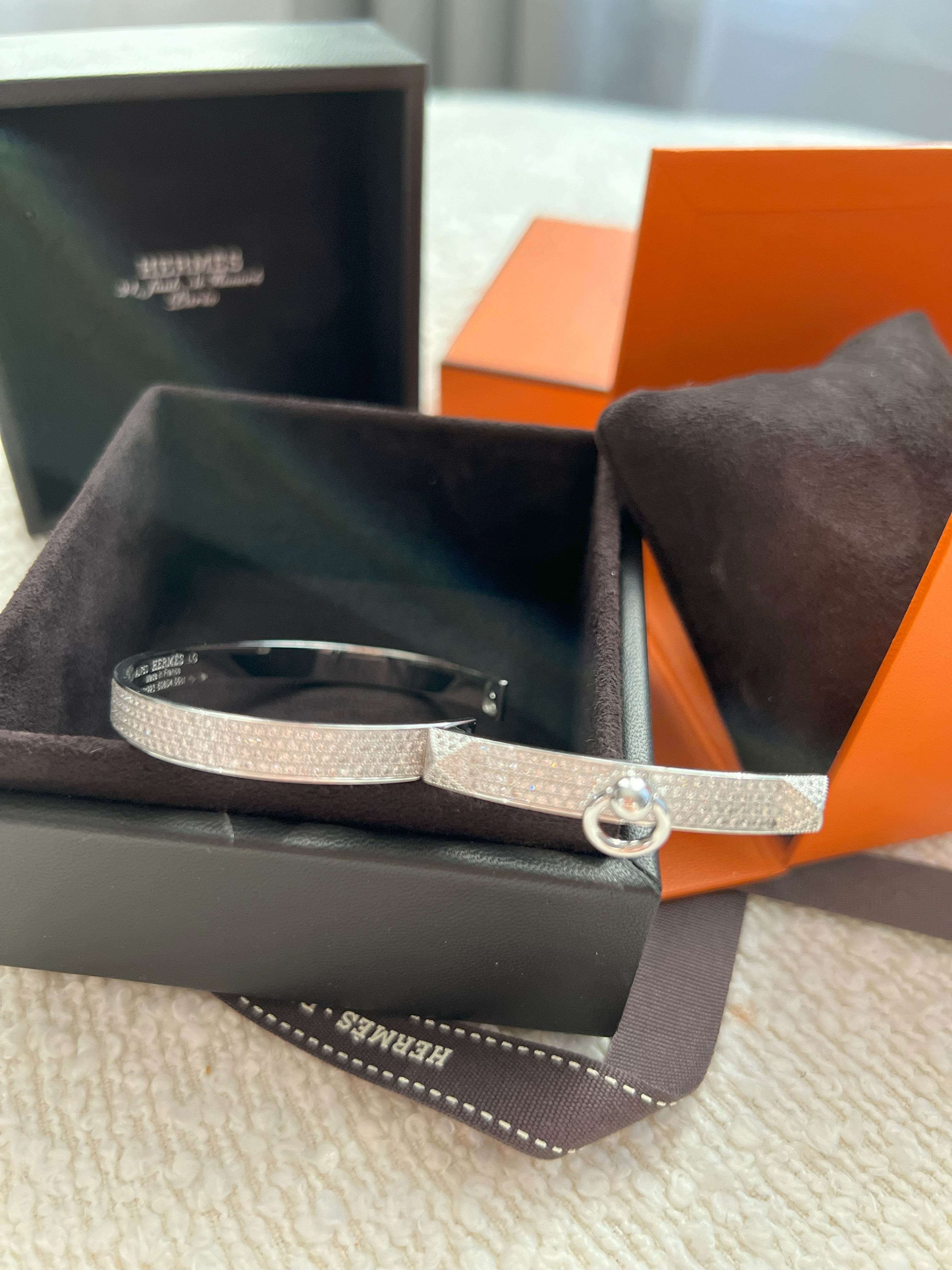NEW Hermes De Chien Bracelet White Gold Full Paved Diamond ST Over $60K