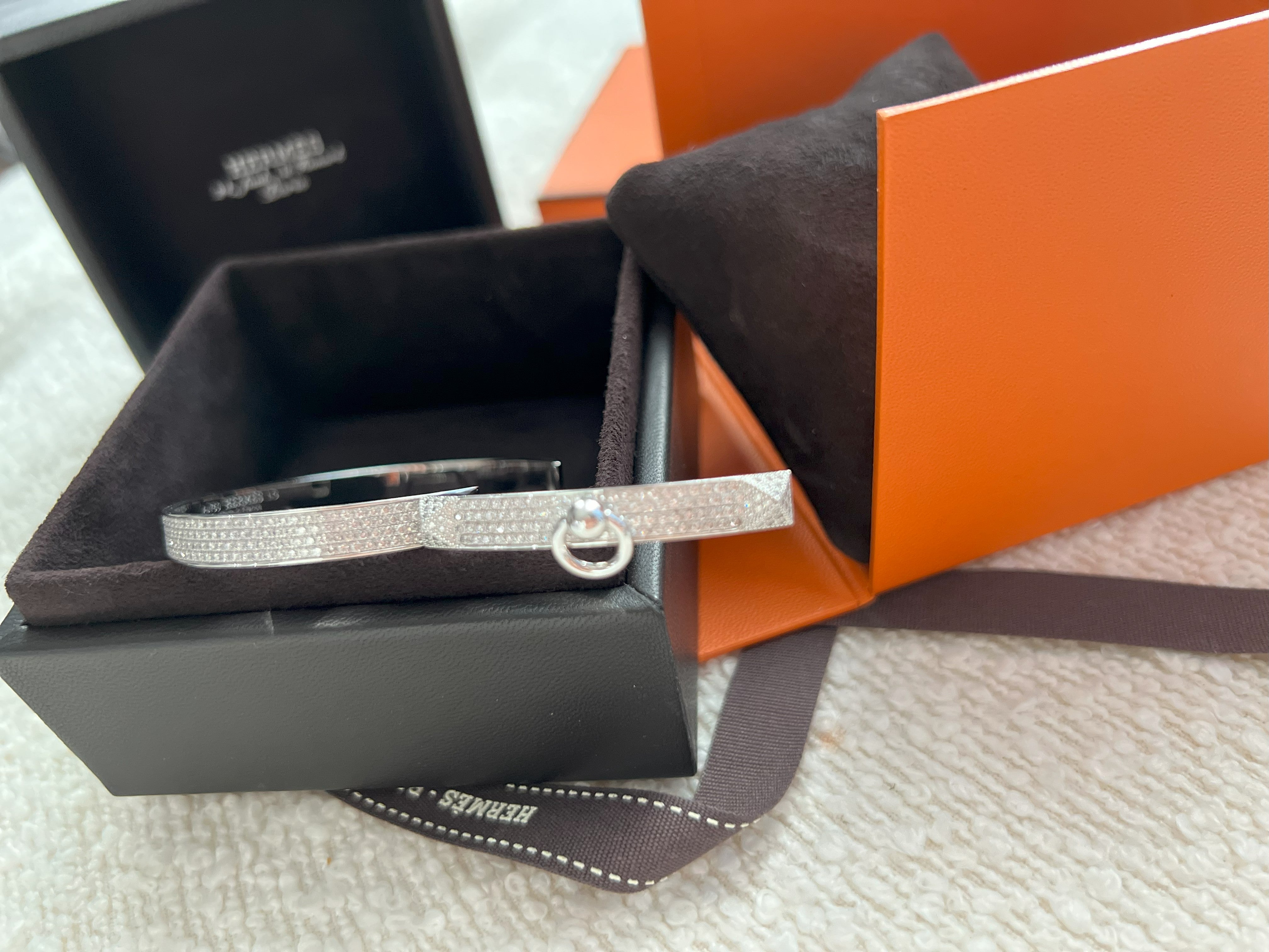 NEW Hermes De Chien Bracelet White Gold Full Paved Diamond ST Over $60K