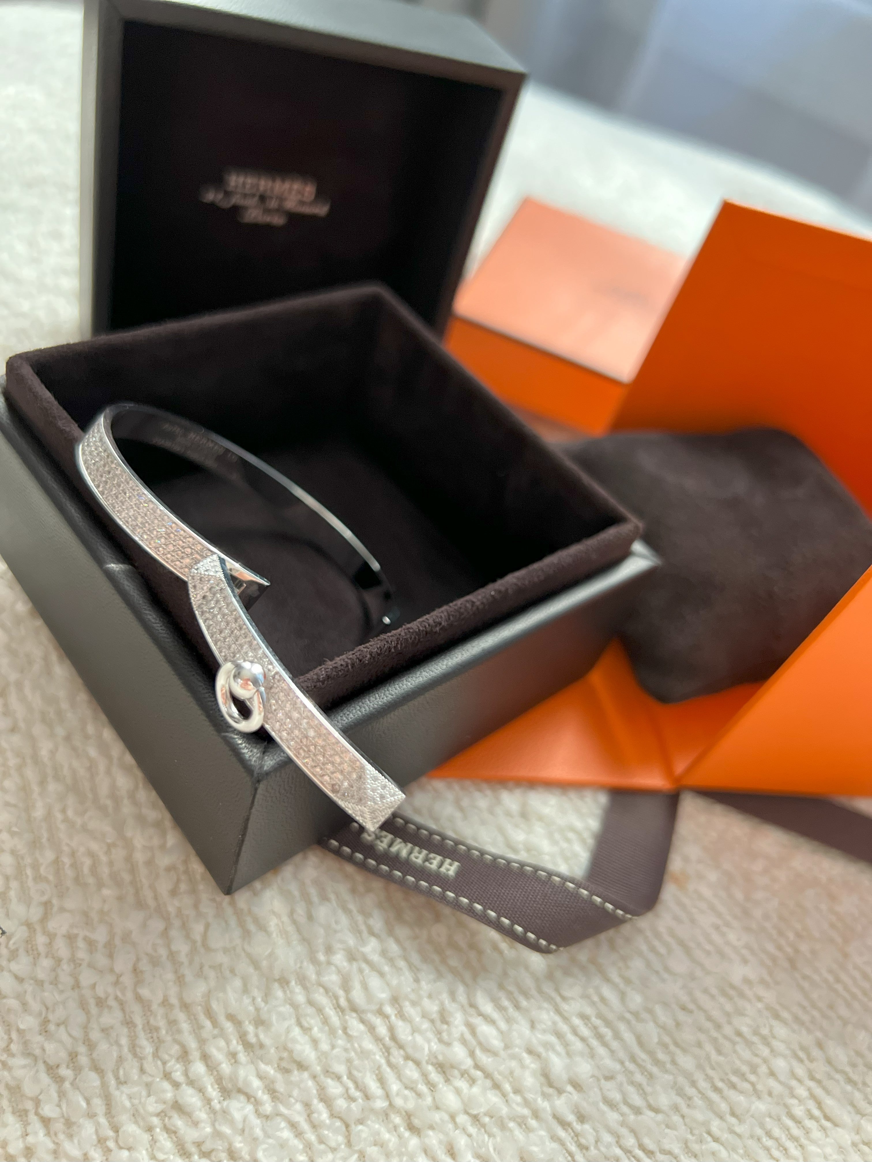 NEW Hermes De Chien Bracelet White Gold Full Paved Diamond ST Over $60K