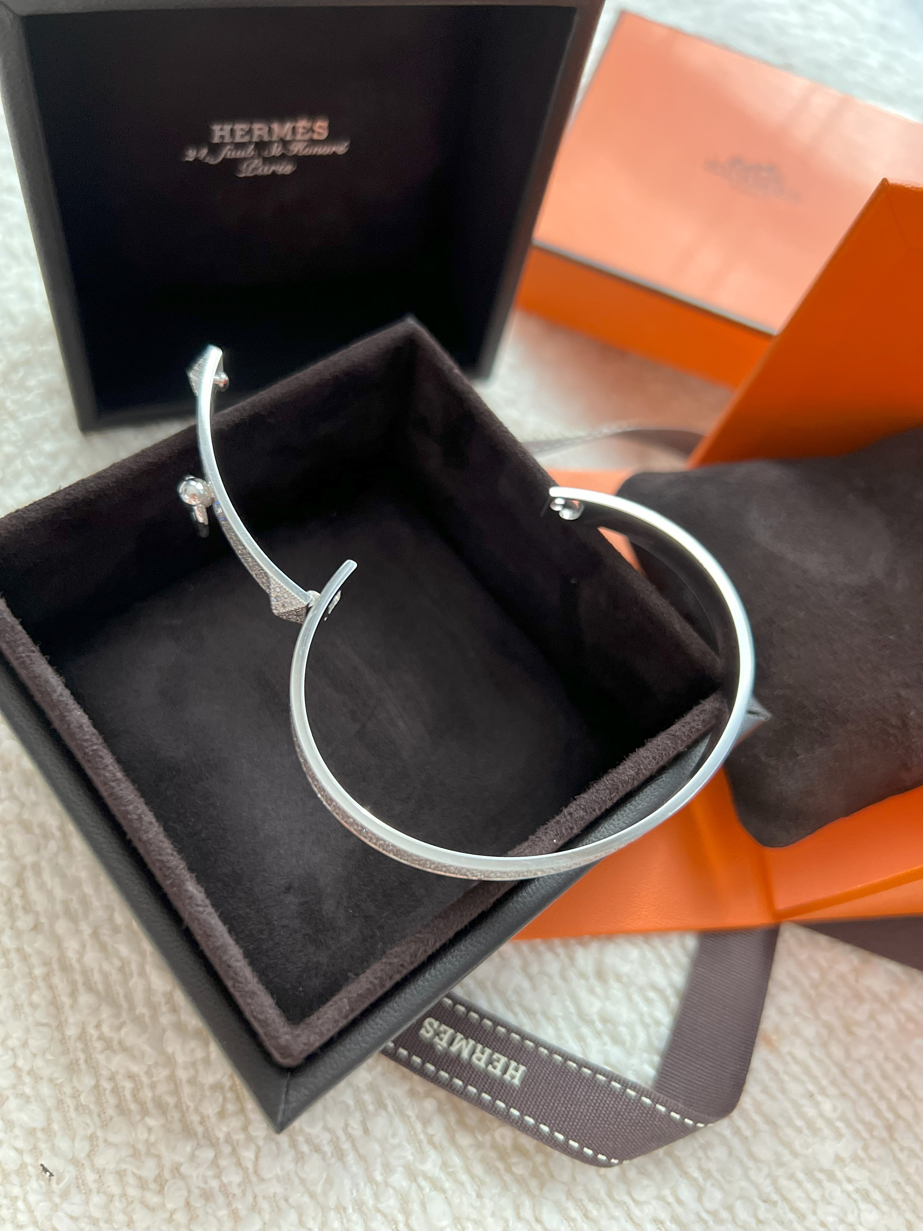 NEW Hermes De Chien Bracelet White Gold Full Paved Diamond ST Over $60K