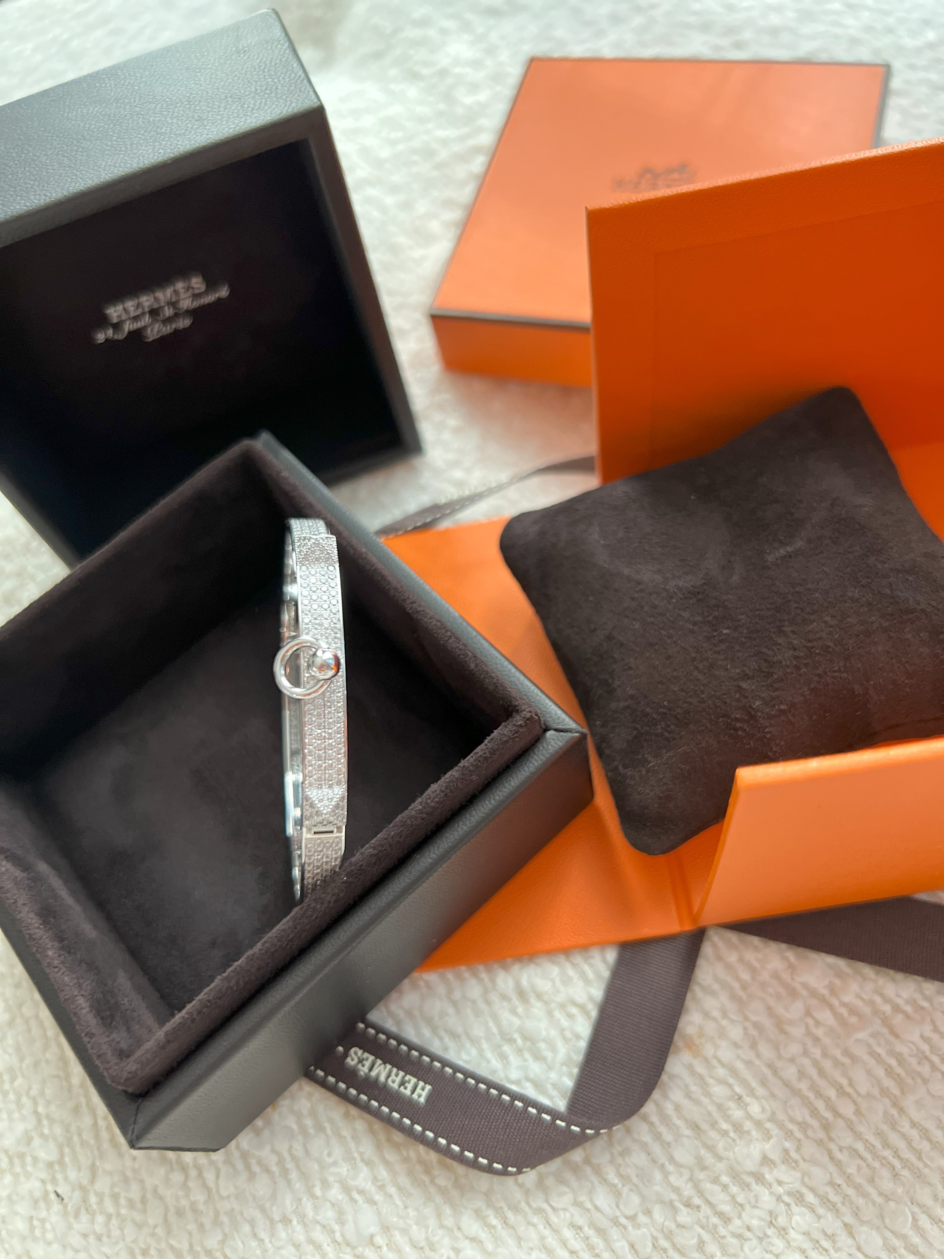NEW Hermes De Chien Bracelet White Gold Full Paved Diamond ST Over $60K
