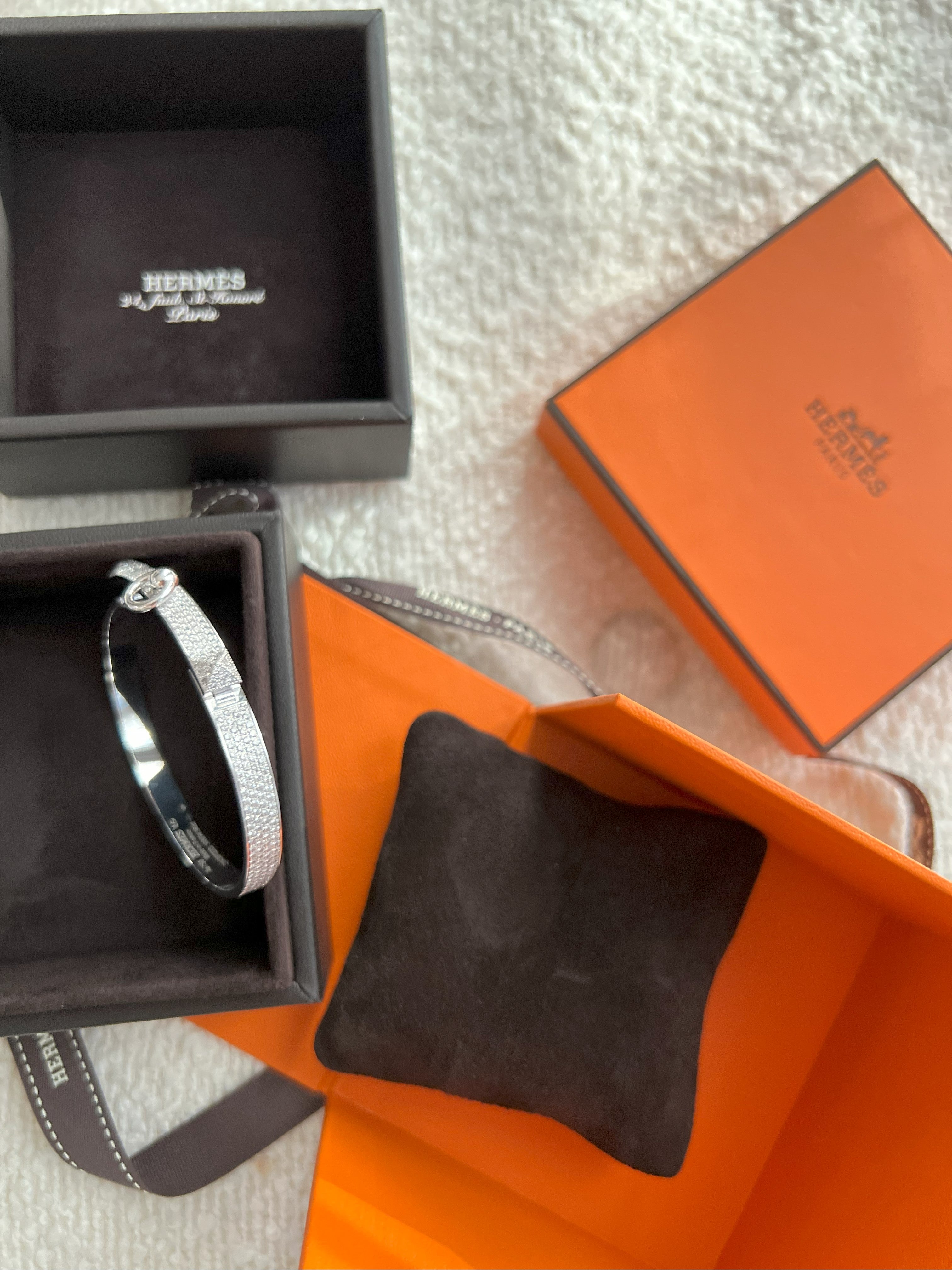 NEW Hermes De Chien Bracelet White Gold Full Paved Diamond ST Over $60K