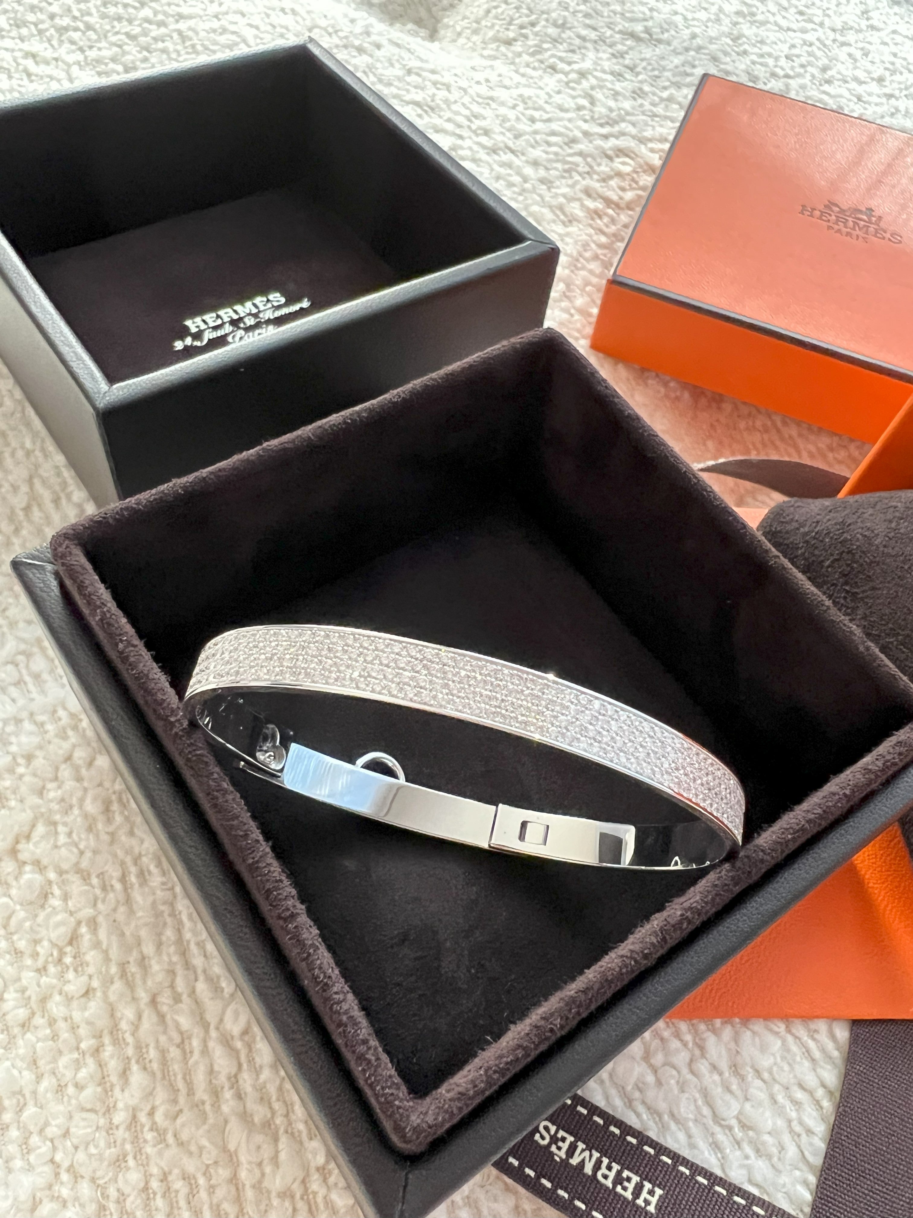 NEW Hermes De Chien Bracelet White Gold Full Paved Diamond ST Over $60K