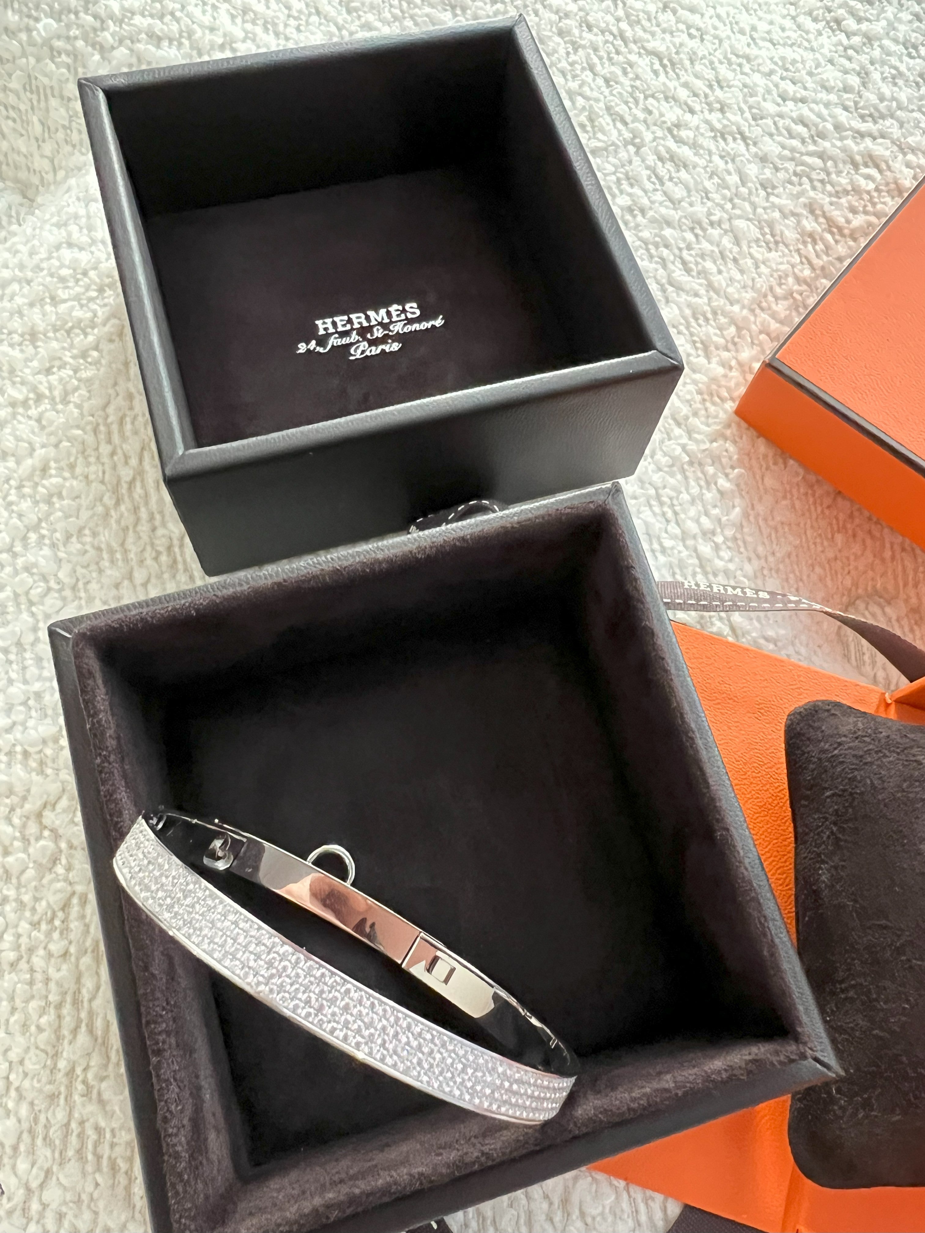 NEW Hermes De Chien Bracelet White Gold Full Paved Diamond ST Over $60K