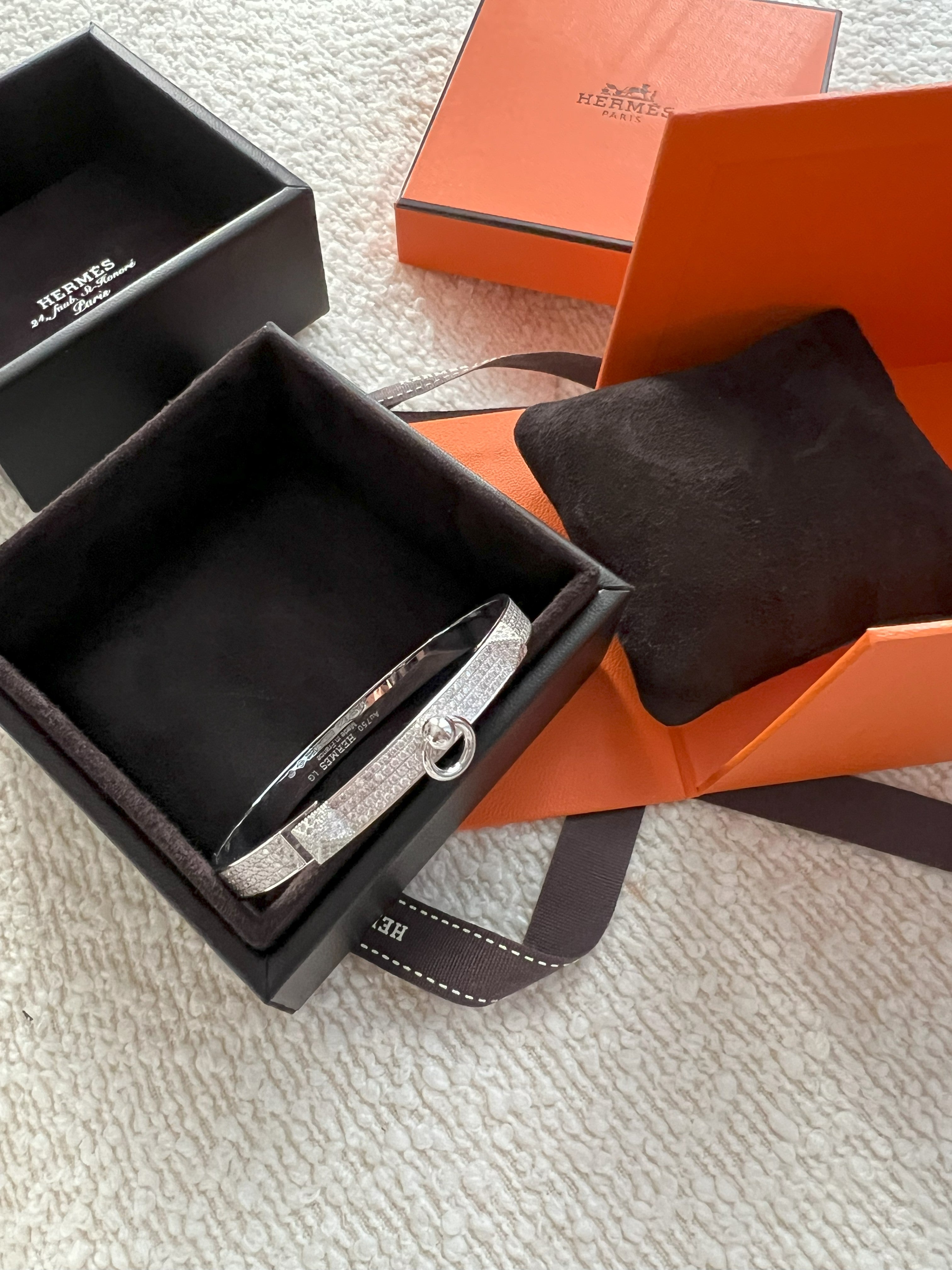 NEW Hermes De Chien Bracelet White Gold Full Paved Diamond ST Over $60K