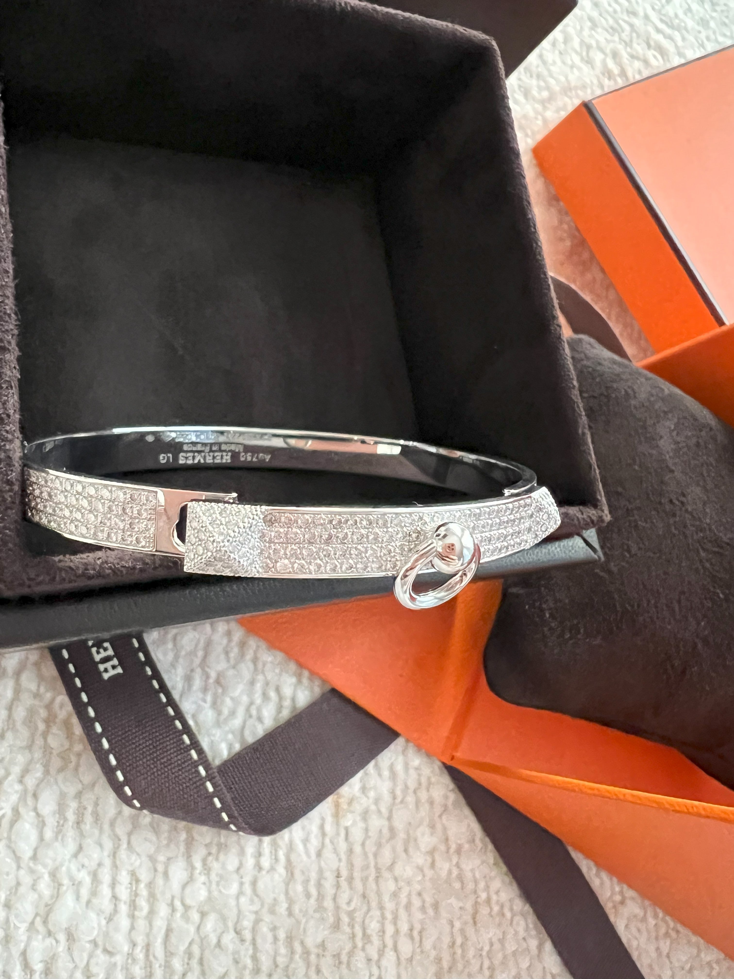 NEW Hermes De Chien Bracelet White Gold Full Paved Diamond ST Over $60K