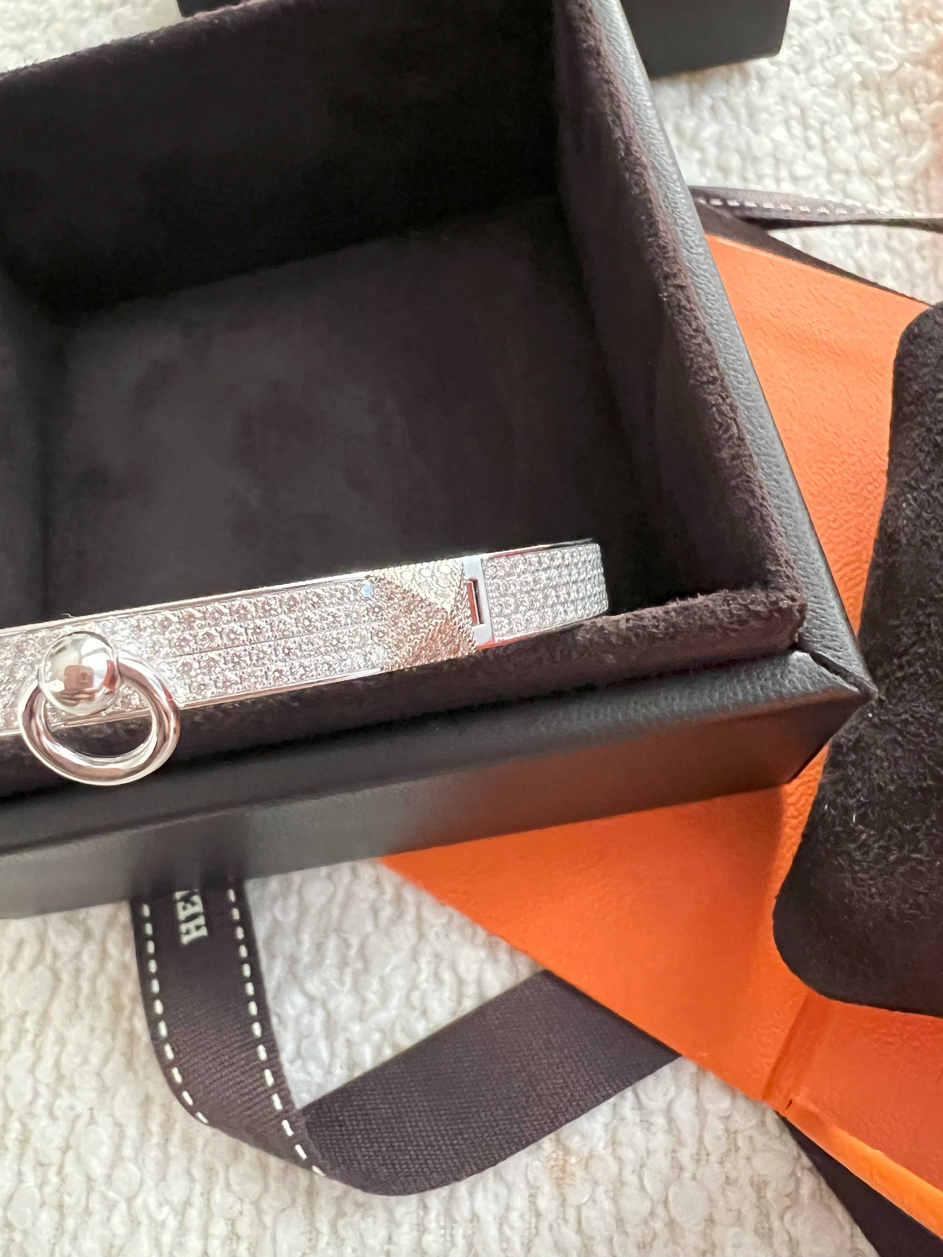 NEW Hermes De Chien Bracelet White Gold Full Paved Diamond ST Over $60K