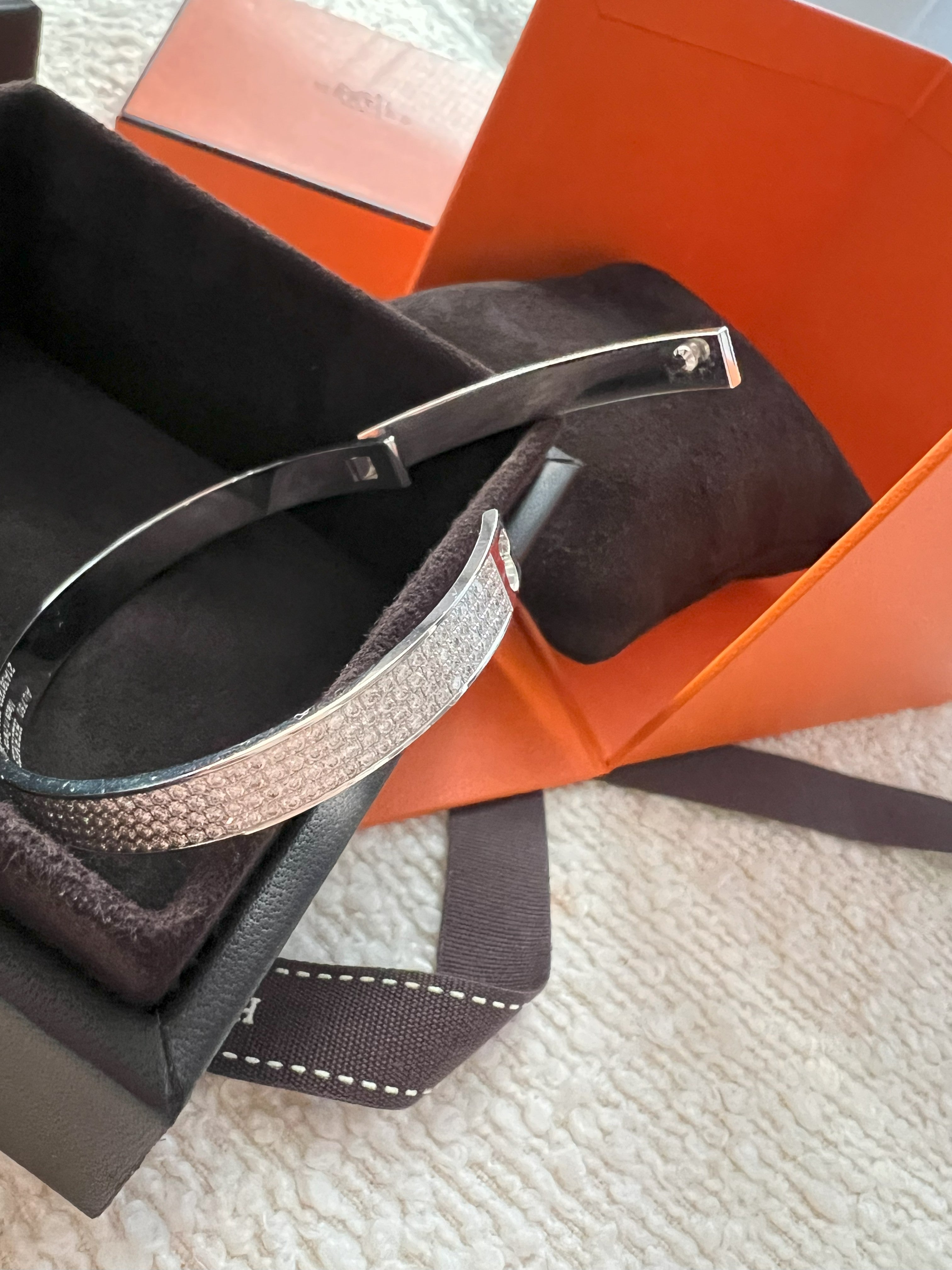 NEW Hermes De Chien Bracelet White Gold Full Paved Diamond ST Over $60K