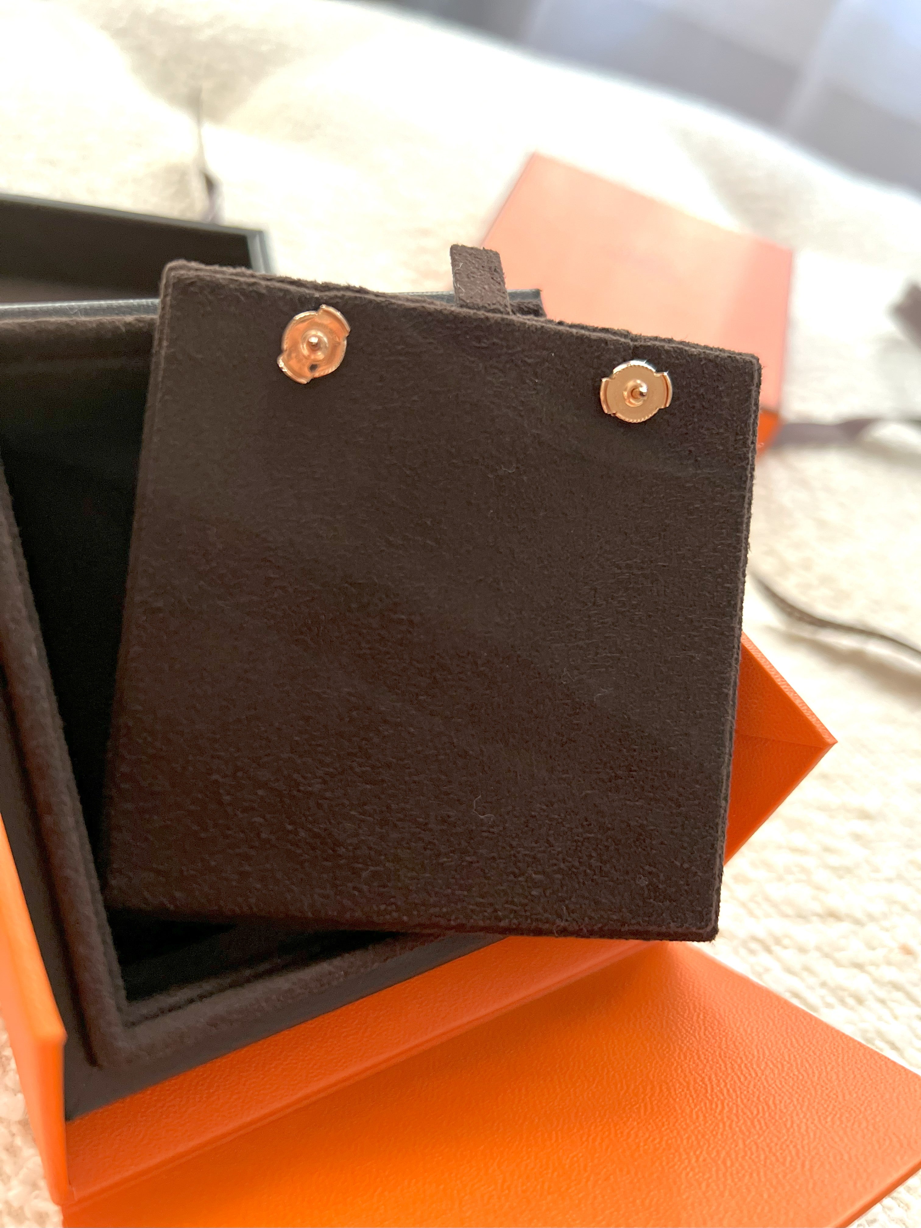 BNIB Hermes Kelly Gavroche Earrings Rose Gold With Diamonds