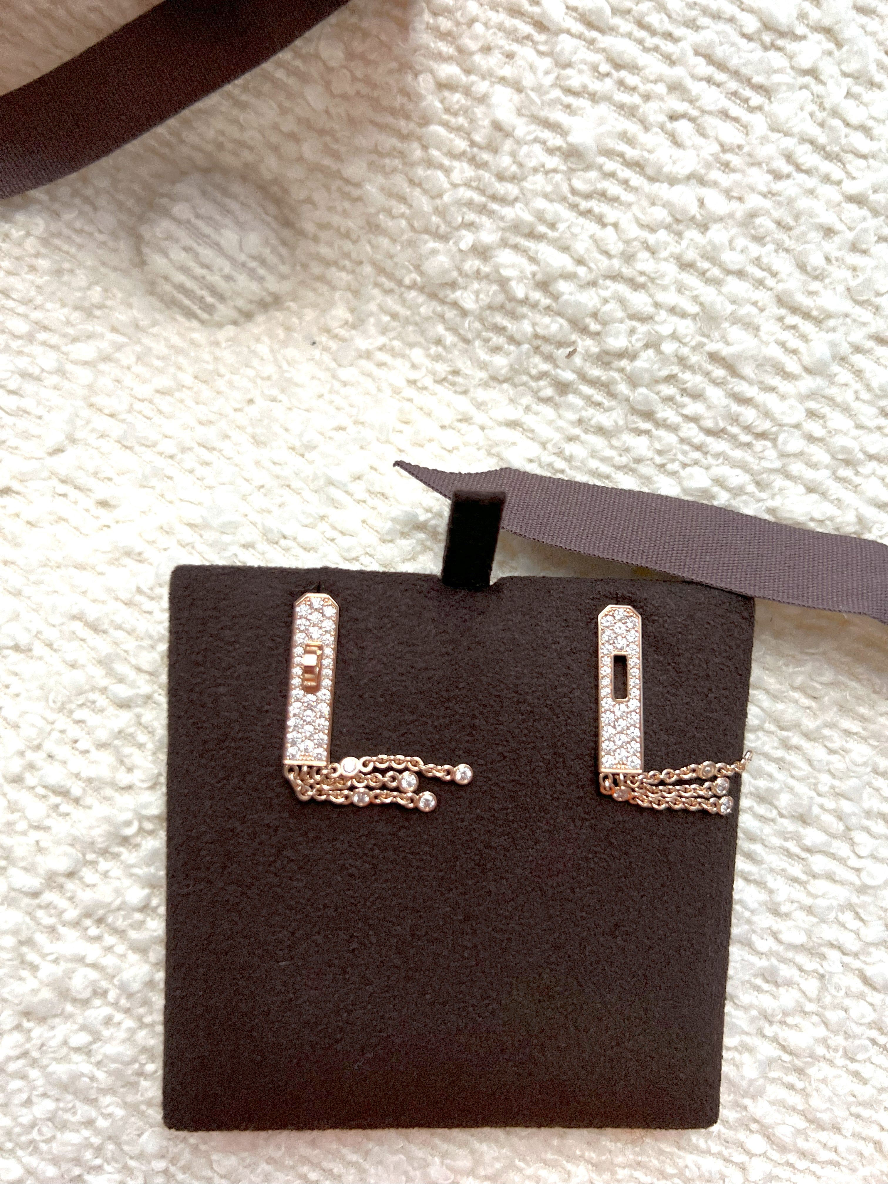 BNIB Hermes Kelly Gavroche Earrings Rose Gold With Diamonds