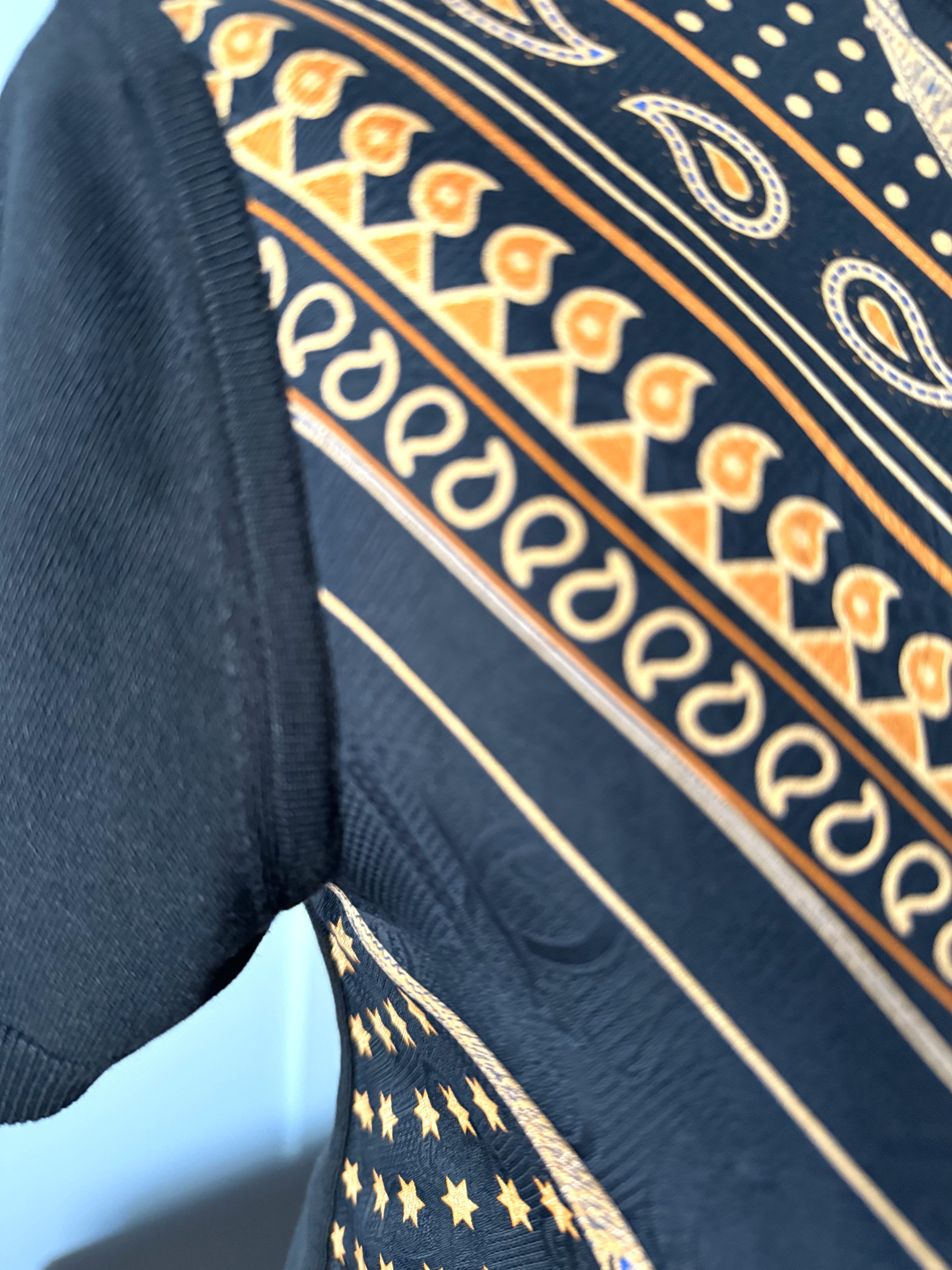 NEW Hermes Eperon D’or Bandana Short-sleeve Twillaine Pullover Noir Black sz 34