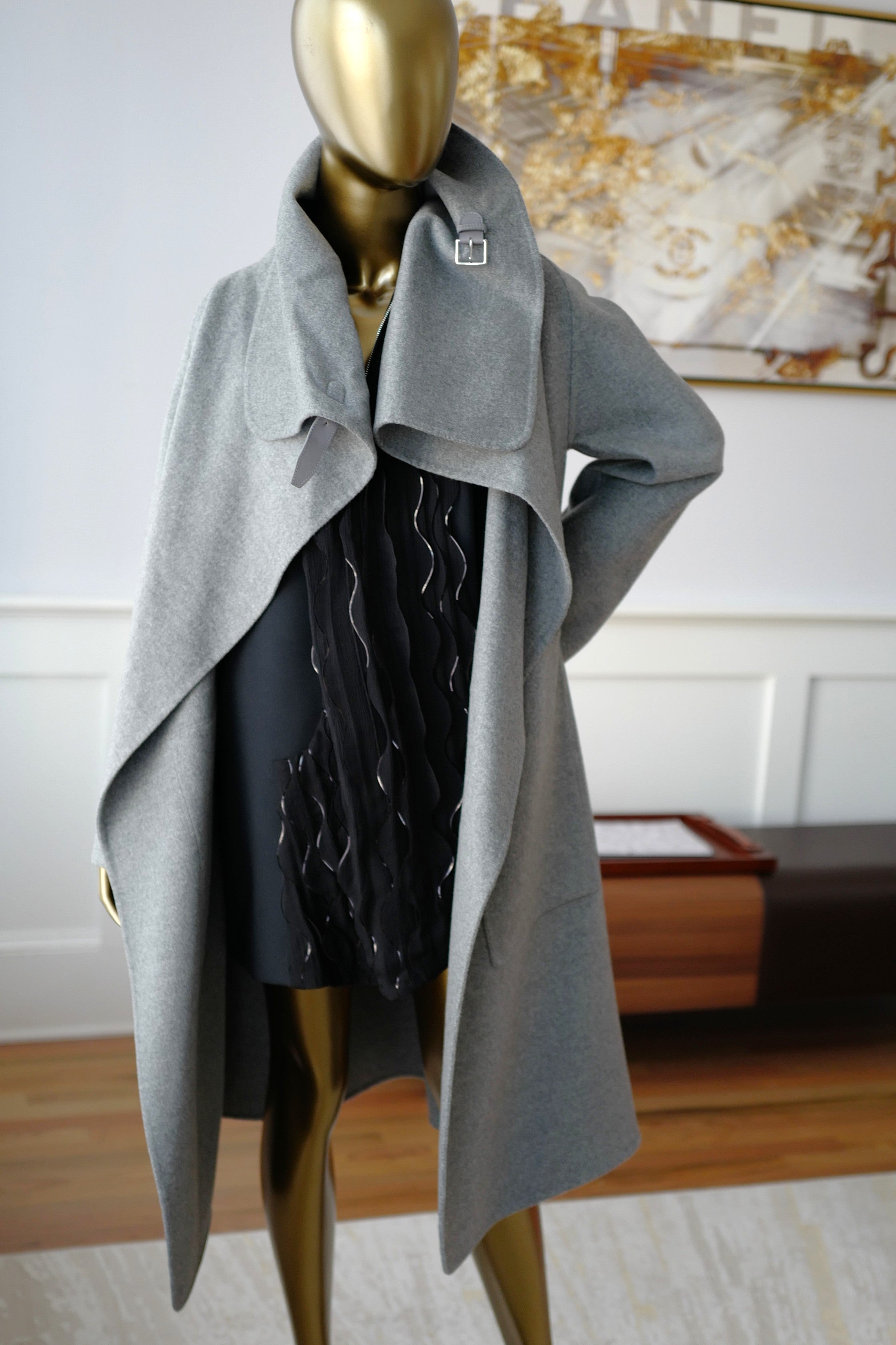 Hermes Double-face Cashmere Long Inspi Coat Couverture in Gris Crayon size 36