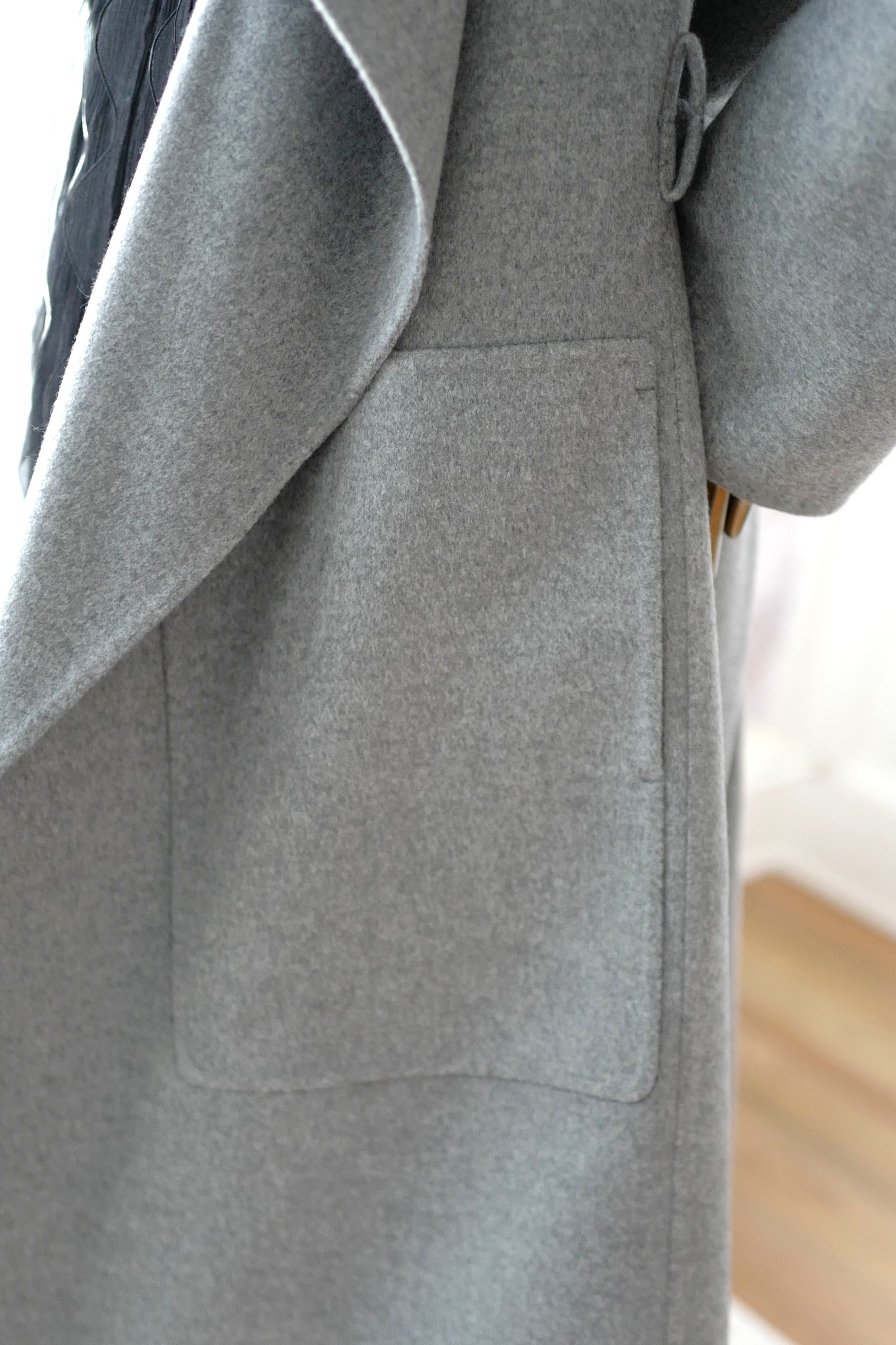 Hermes Double-face Cashmere Long Inspi Coat Couverture in Gris Crayon size 36