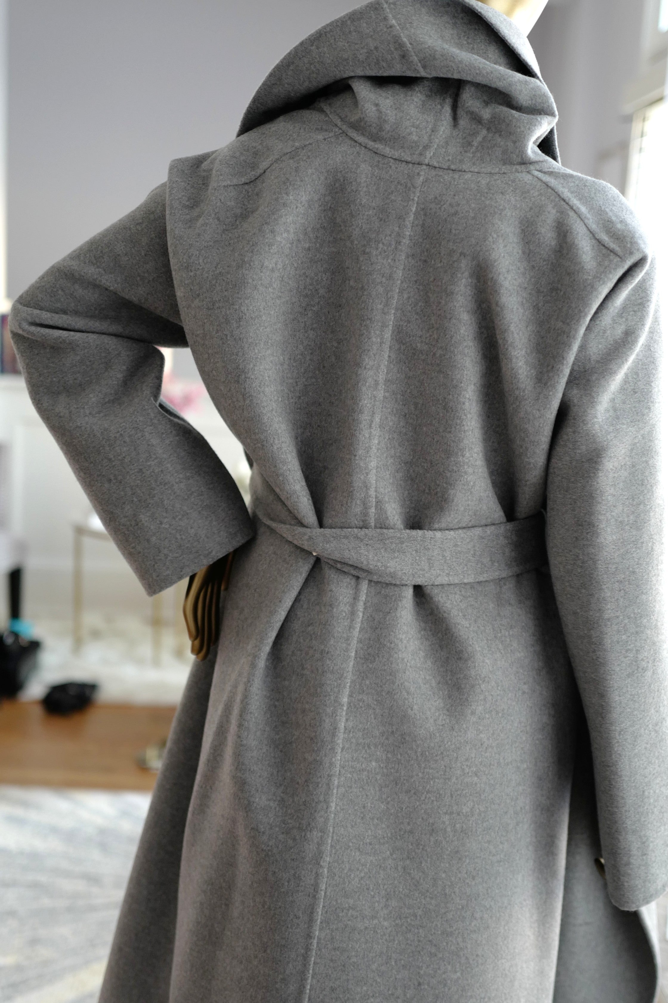 Hermes Double-face Cashmere Long Inspi Coat Couverture in Gris Crayon size 36