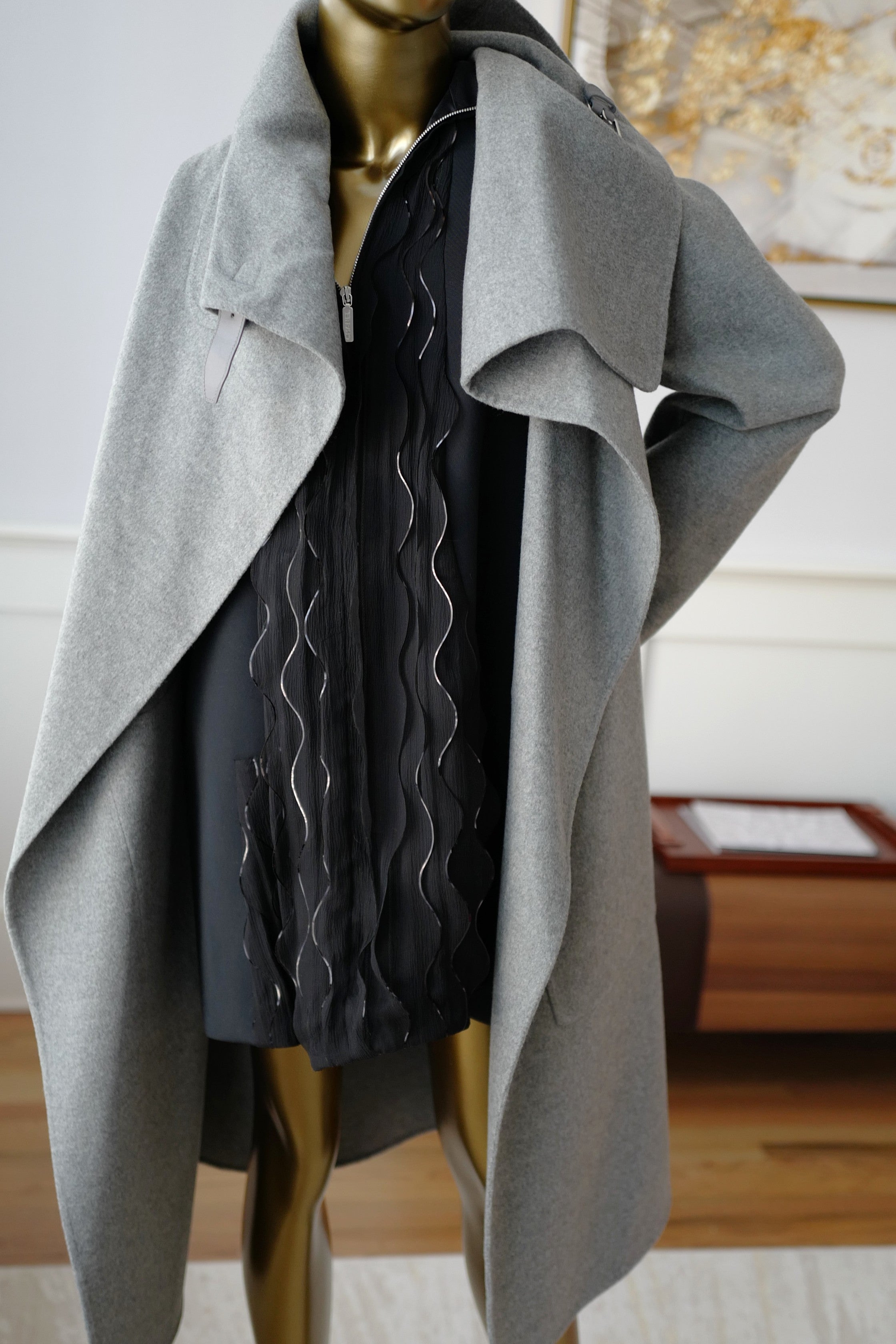 Hermes Double-face Cashmere Long Inspi Coat Couverture in Gris Crayon size 36