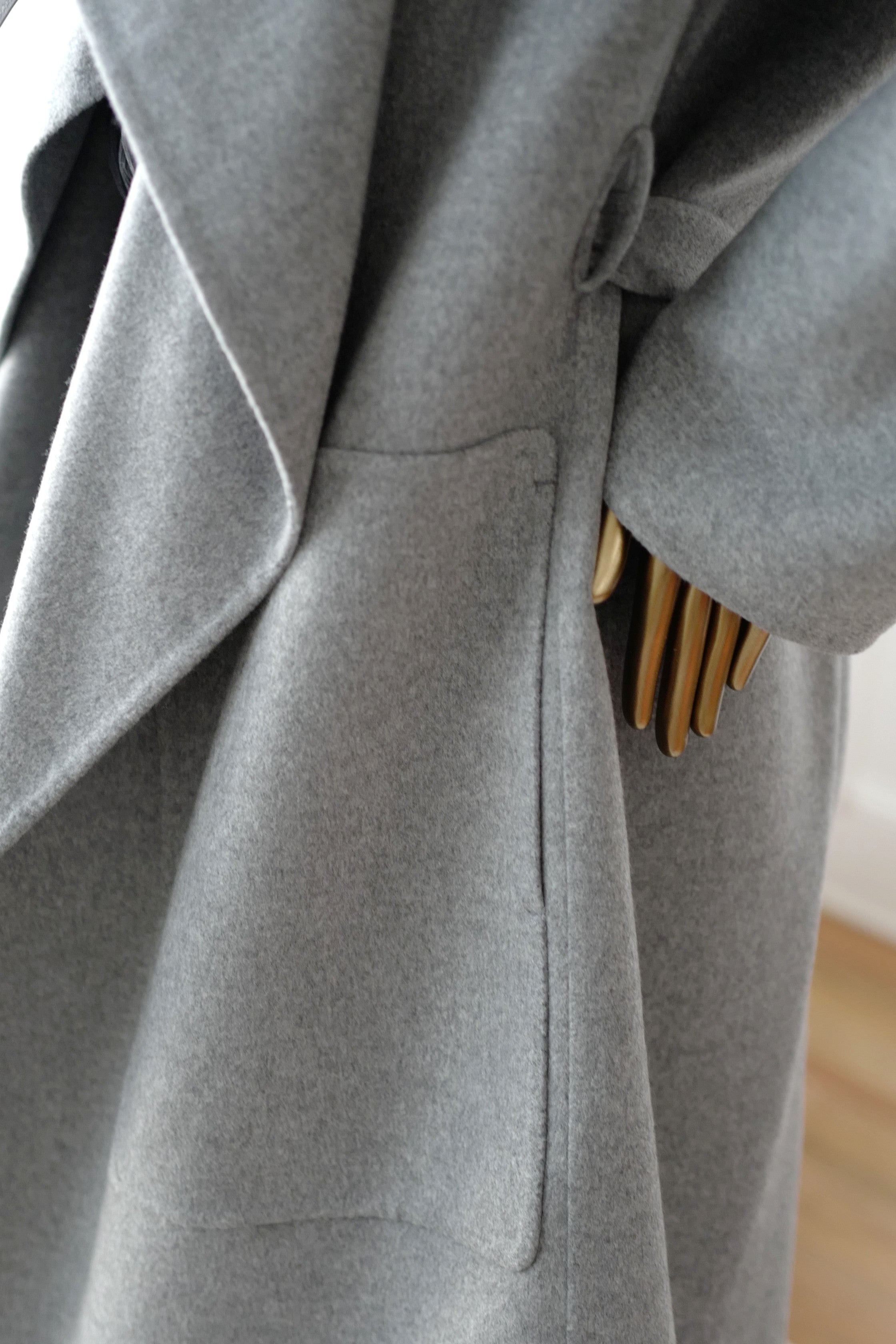 Hermes Double-face Cashmere Long Inspi Coat Couverture in Gris Crayon size 36