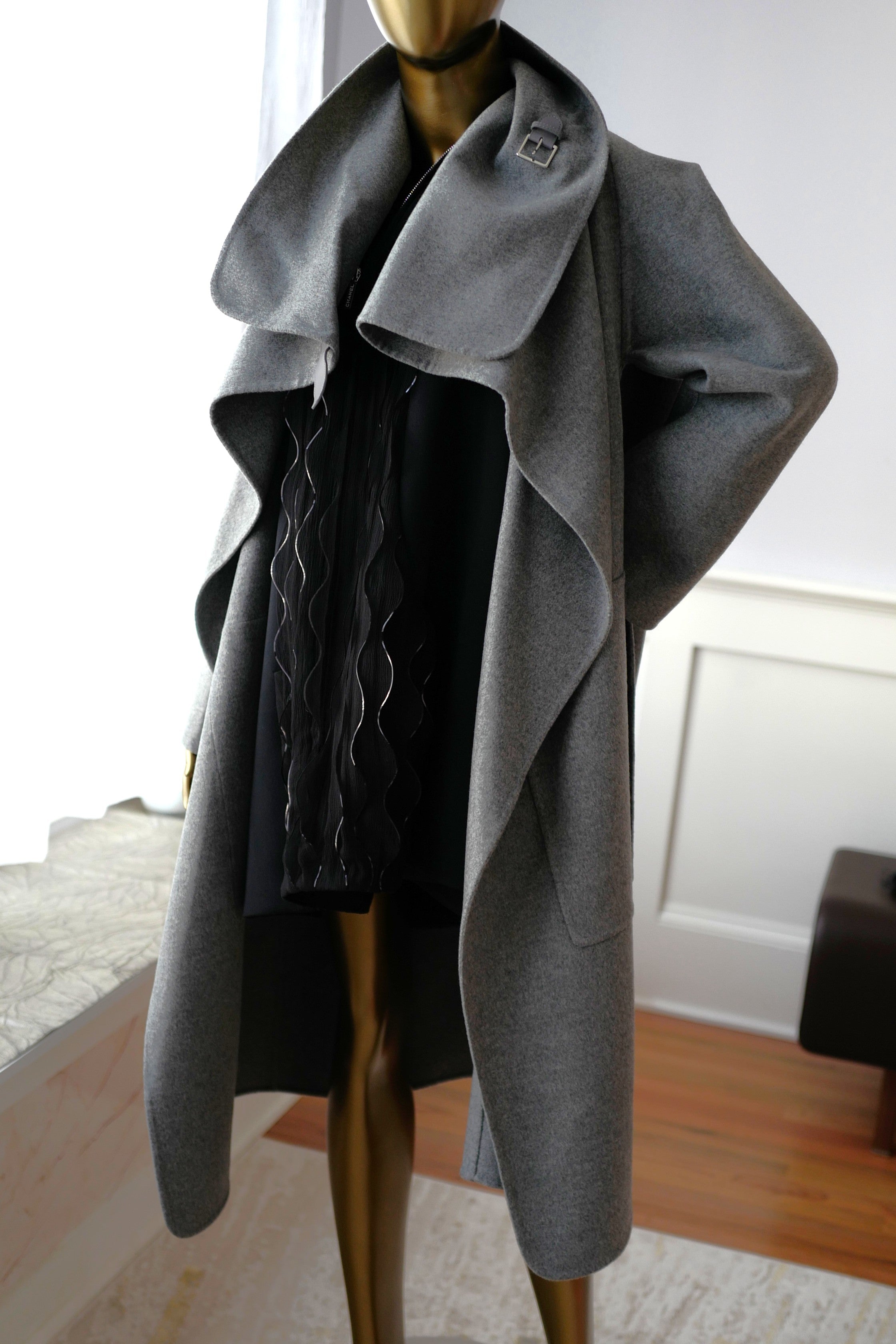 Hermes Double-face Cashmere Long Inspi Coat Couverture in Gris Crayon size 36