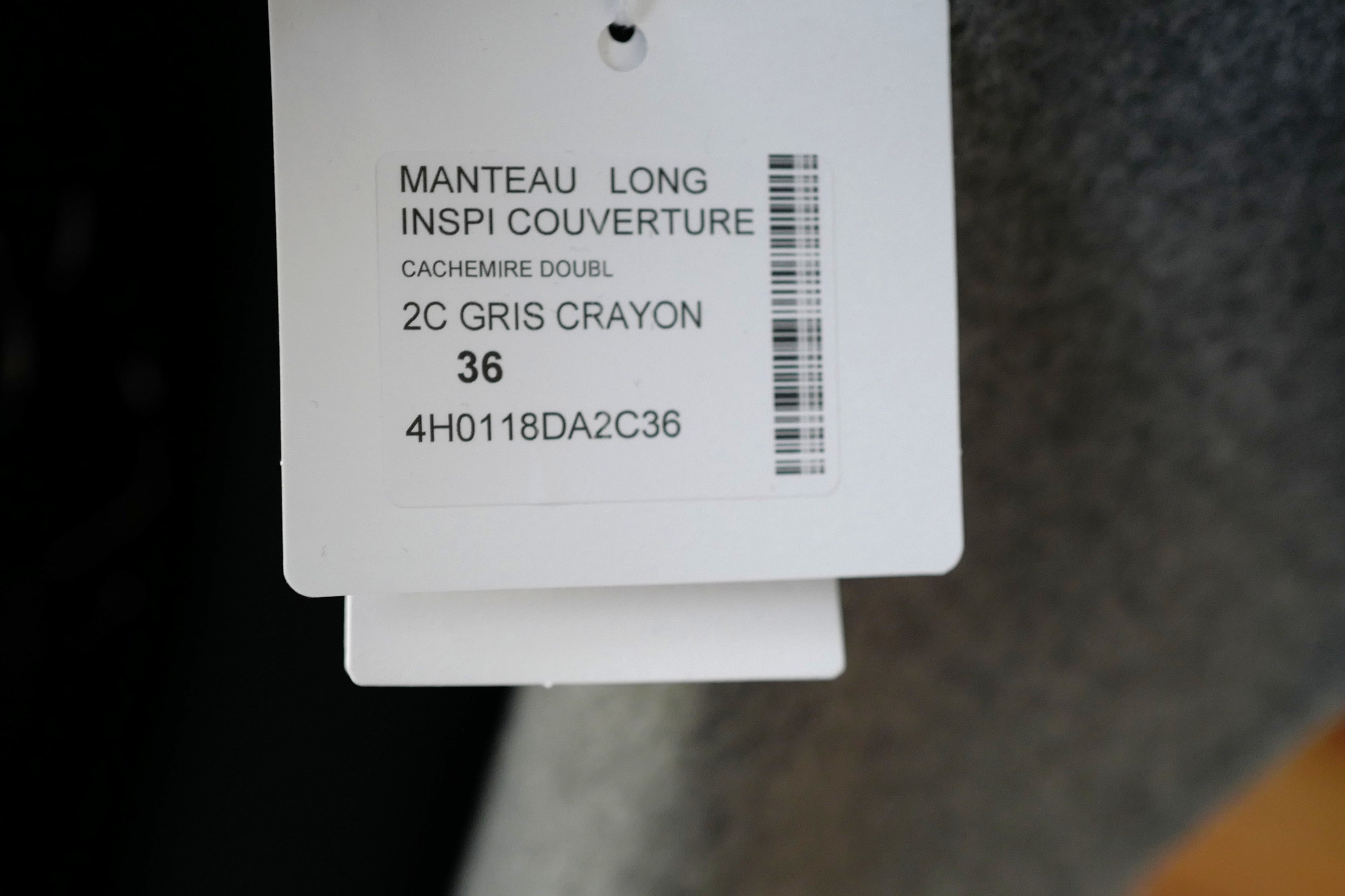 Hermes Double-face Cashmere Long Inspi Coat Couverture in Gris Crayon size 36
