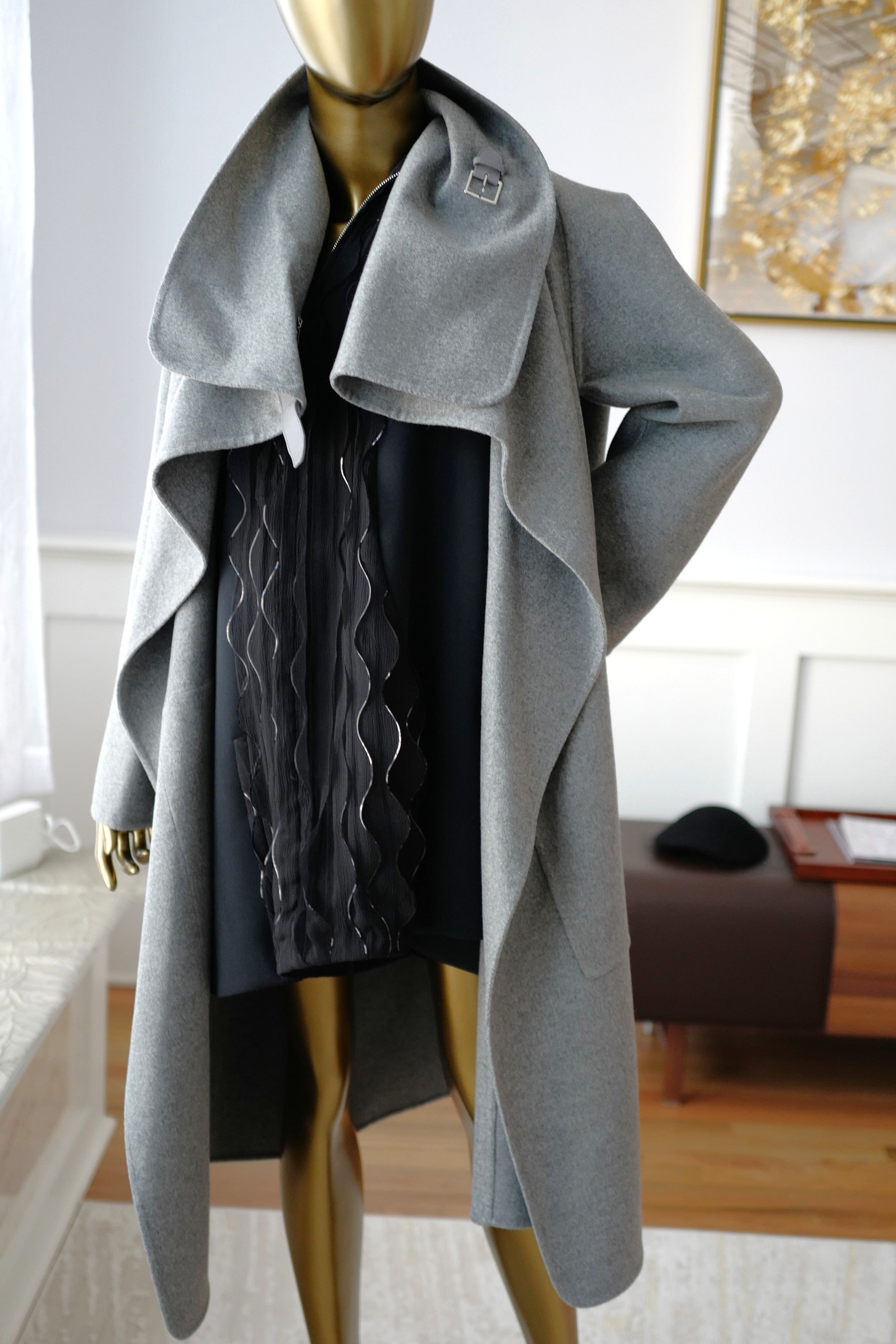 Hermes Double-face Cashmere Long Inspi Coat Couverture in Gris Crayon size 36