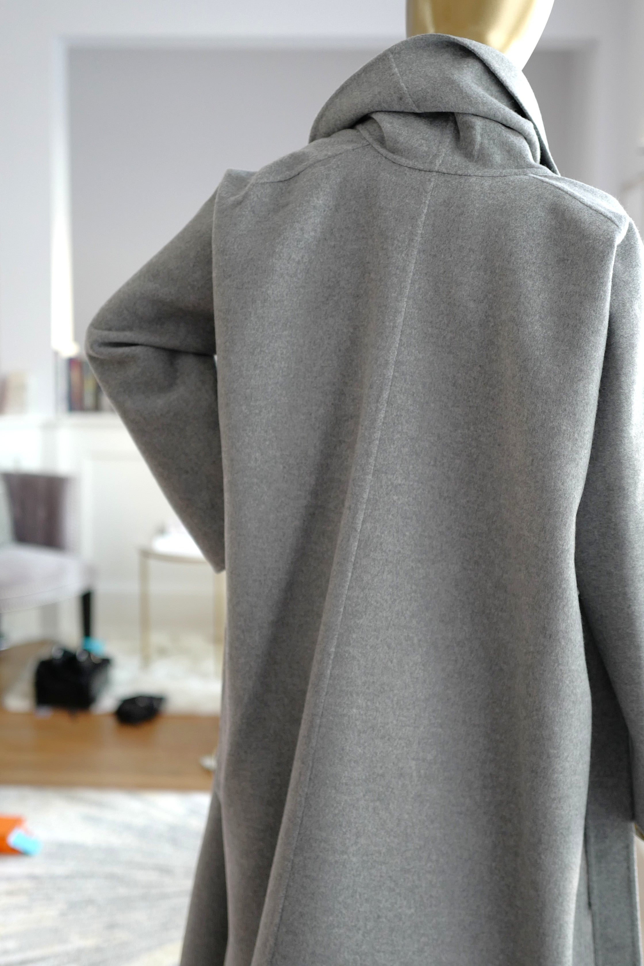 Hermes Double-face Cashmere Long Inspi Coat Couverture in Gris Crayon size 36