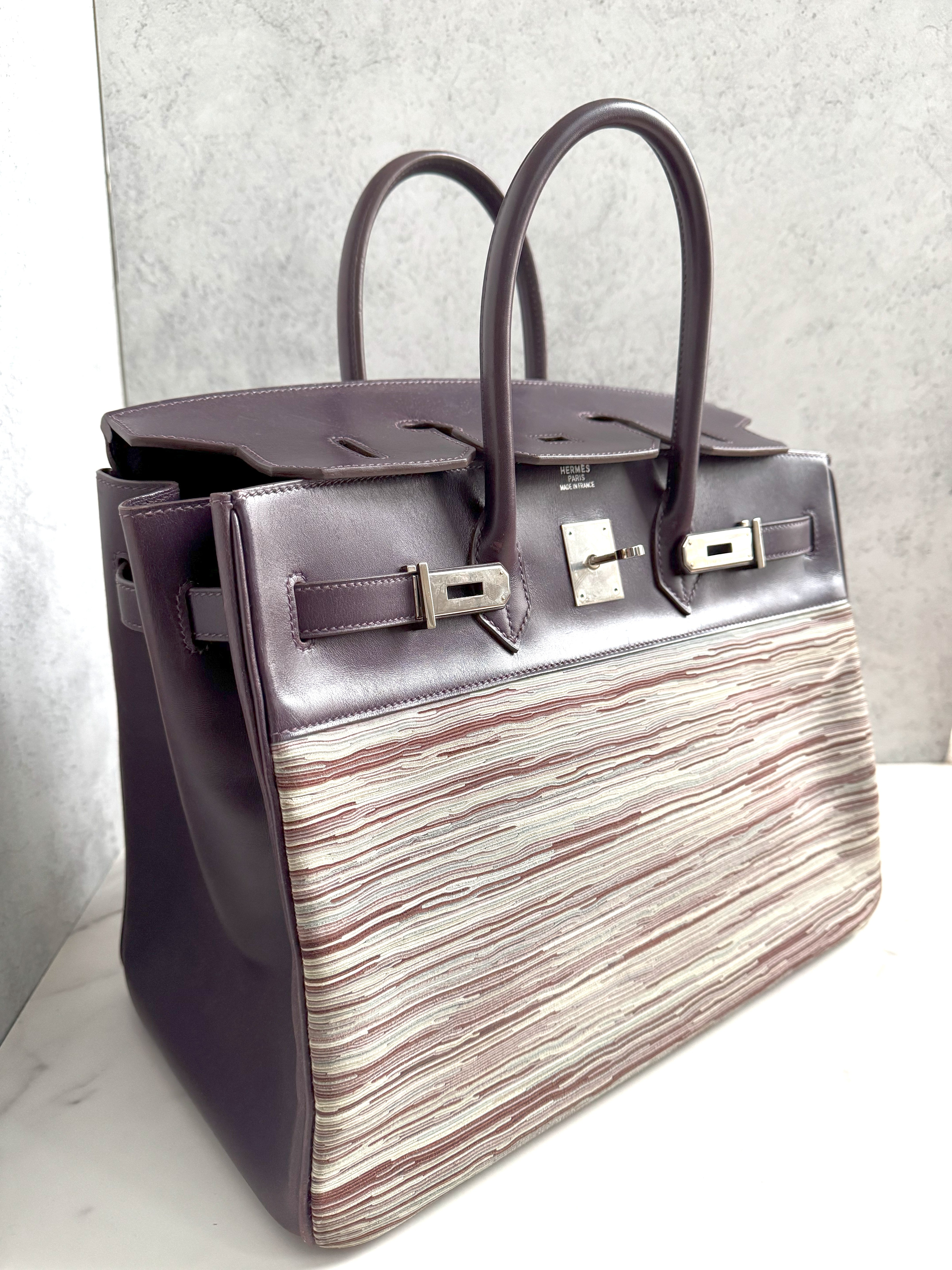 Preowned Hermes Birkin 35 Vibrato Raisin With Palladium HW Limited Edition
