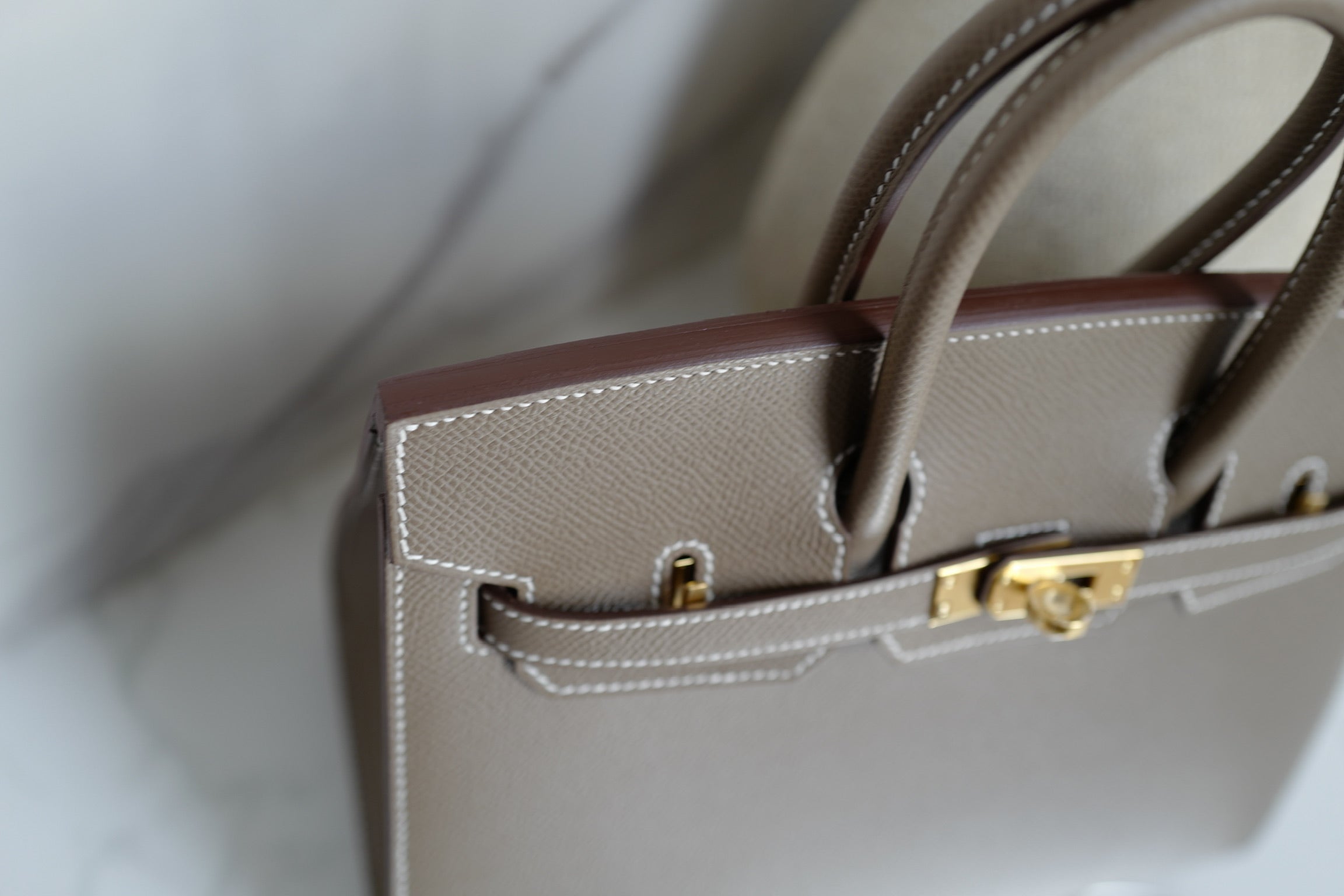 Hermes Birkin 25 Etoupe Epsom Sellier Gold Hardware K Complete Original Receipt
