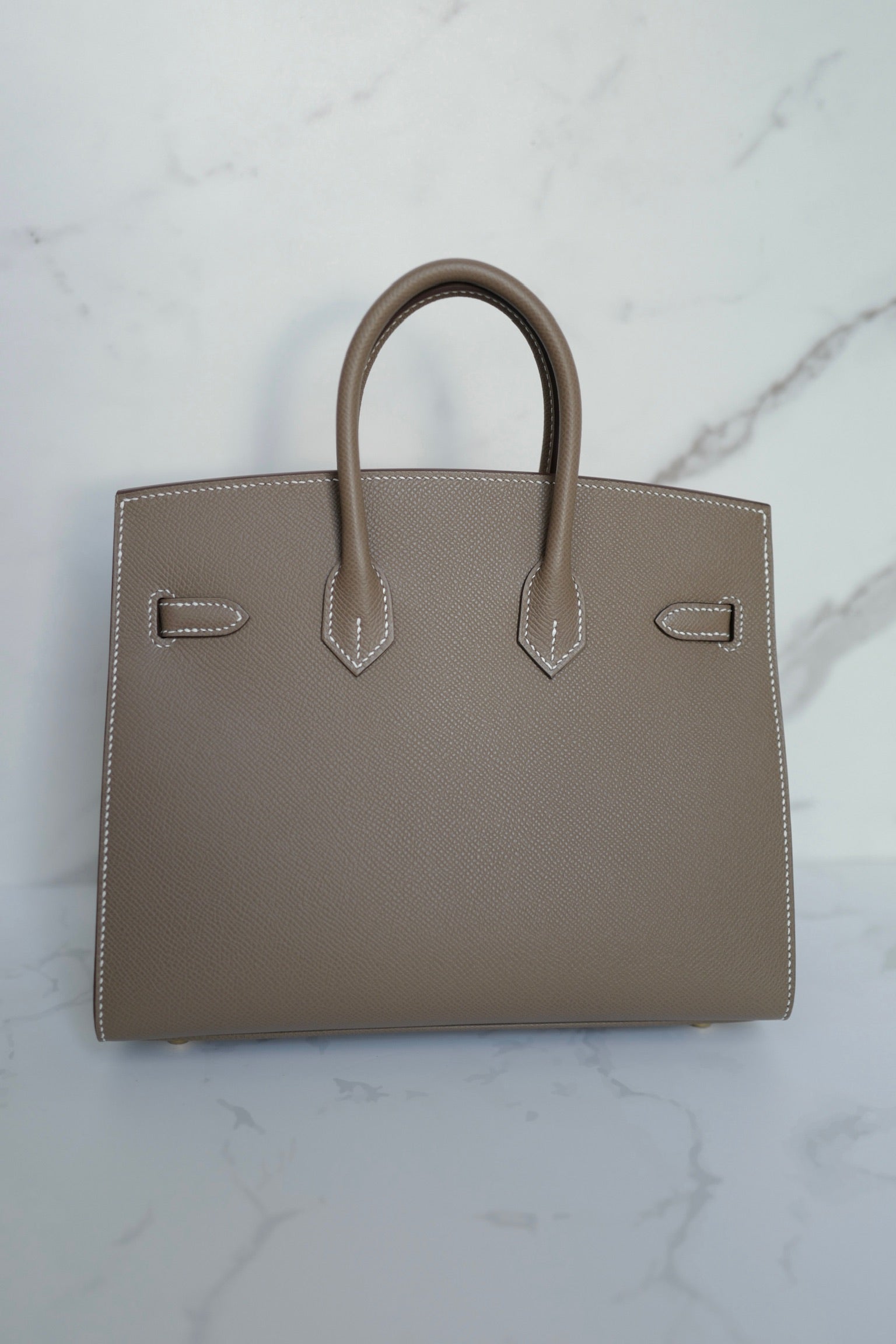Hermes Birkin 25 Etoupe Epsom Sellier Gold Hardware K Complete Original Receipt