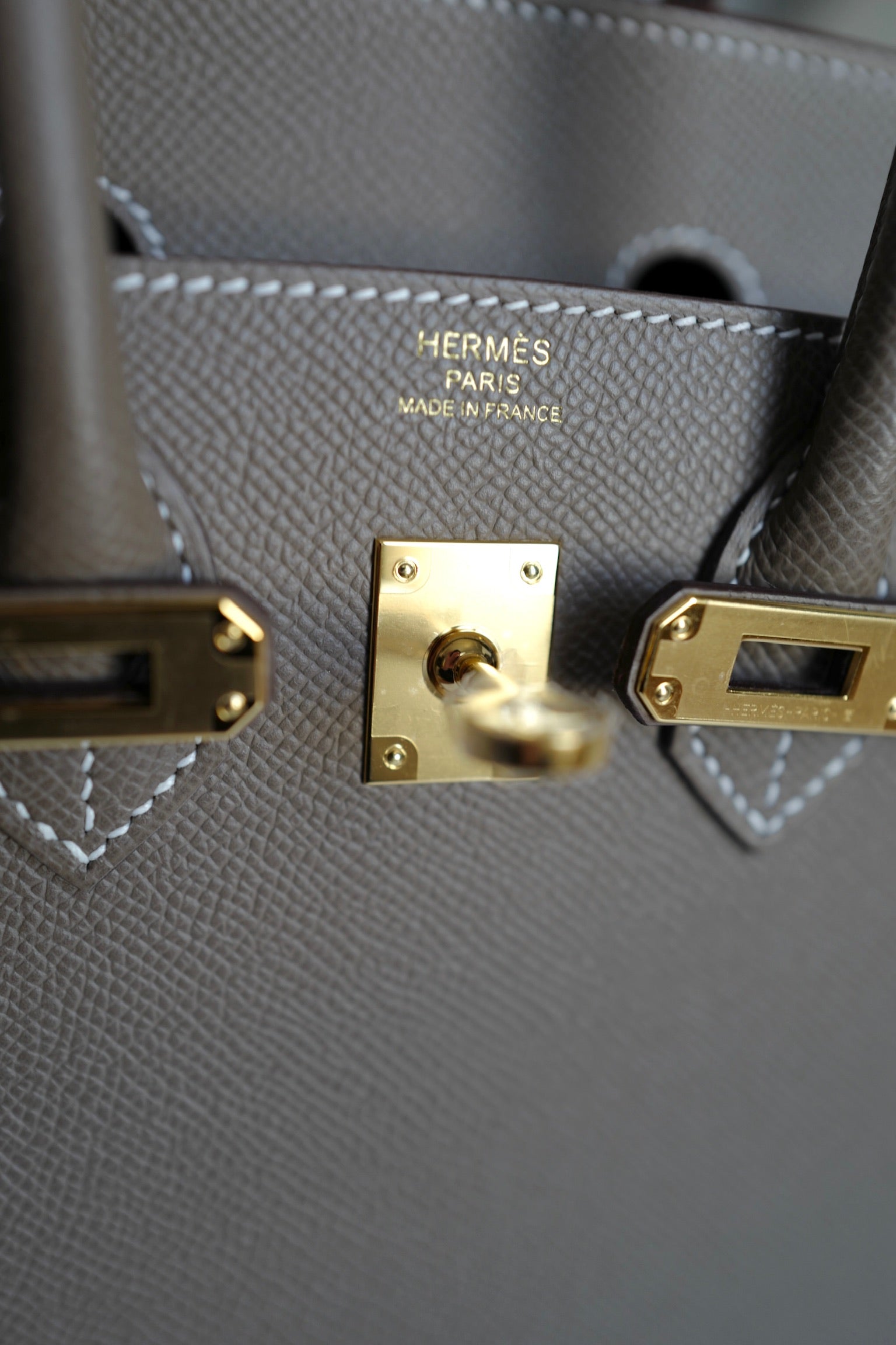 Hermes Birkin 25 Etoupe Epsom Sellier Gold Hardware K Complete Original Receipt