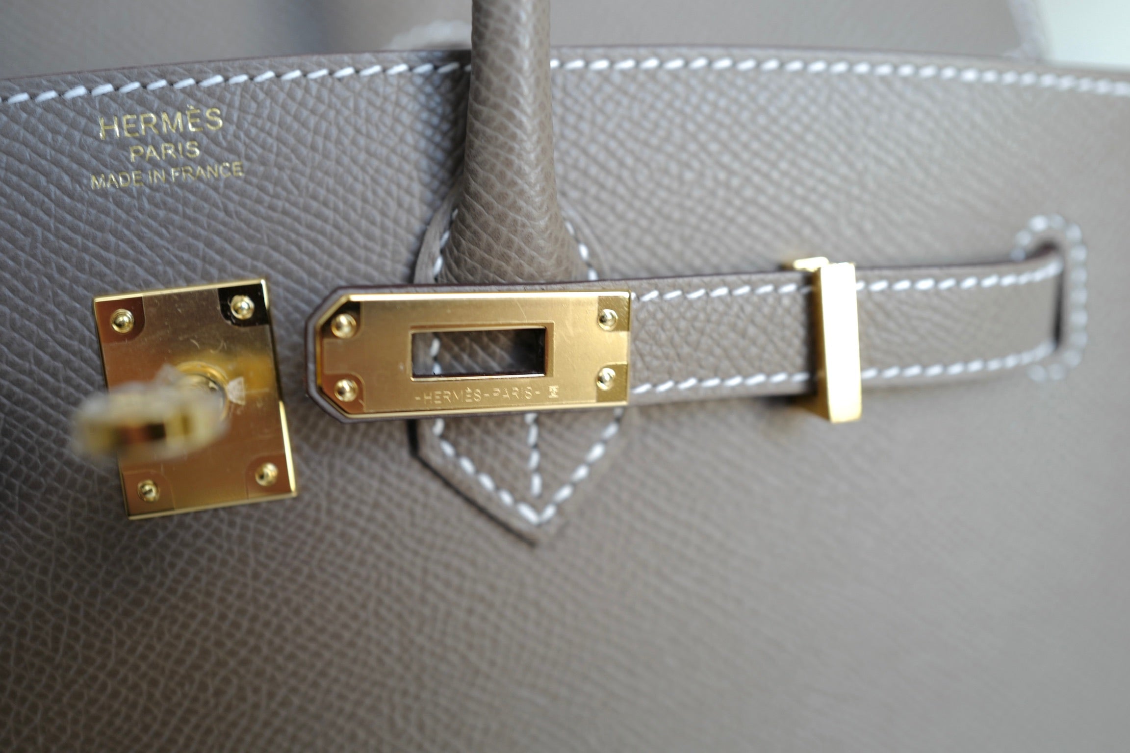 Hermes Birkin 25 Etoupe Epsom Sellier Gold Hardware K Complete Original Receipt