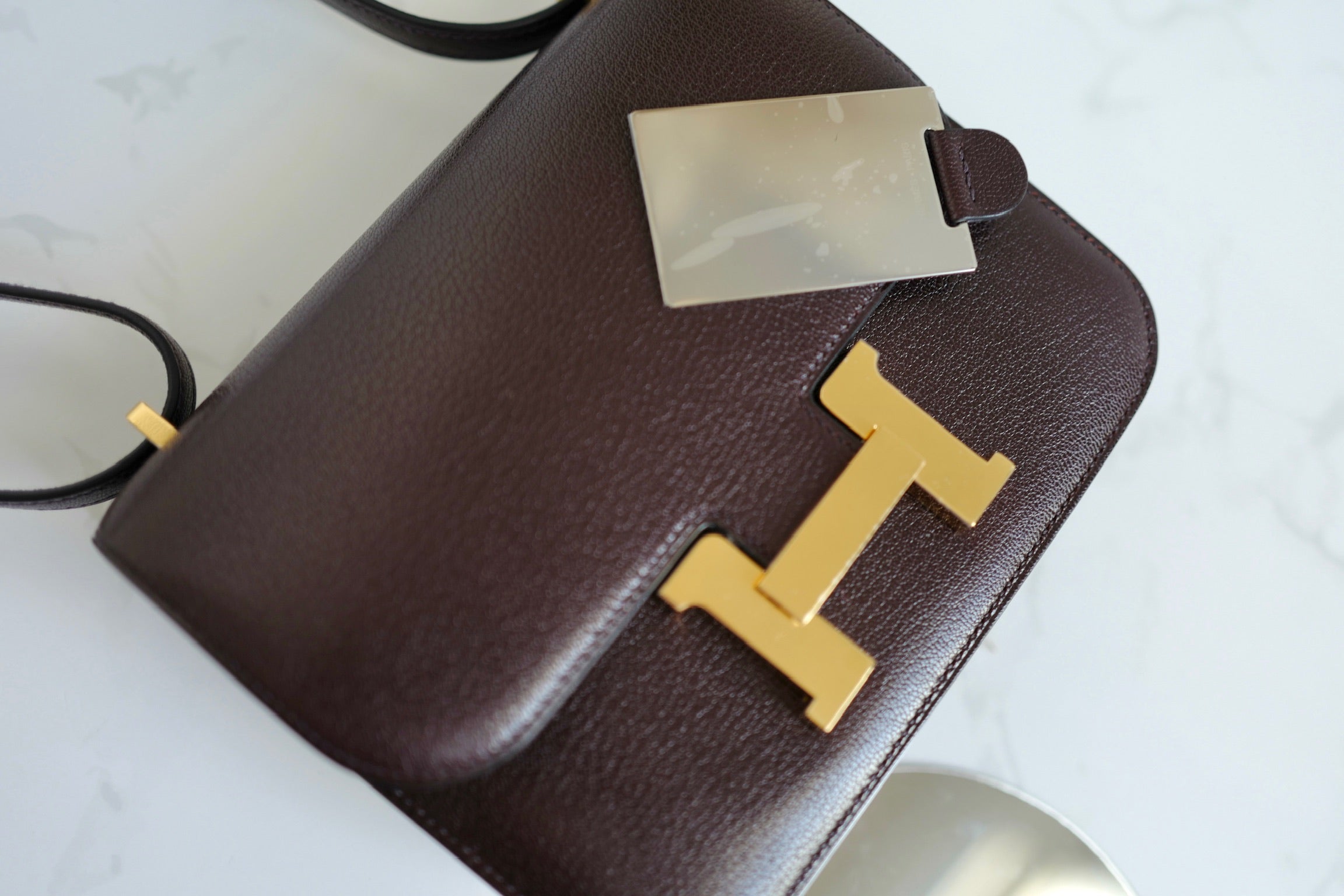 BNIB Hermes Mini Constance 18 Rouge Sellier Chevre leather with gold HW W 2025