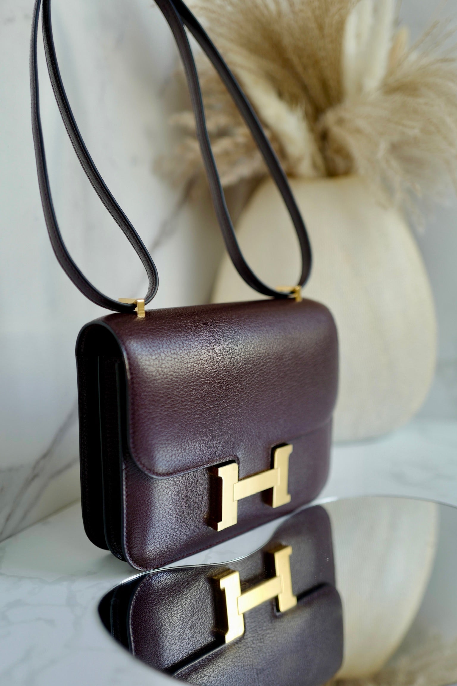 BNIB Hermes Mini Constance 18 Rouge Sellier Chevre leather with gold HW W 2025
