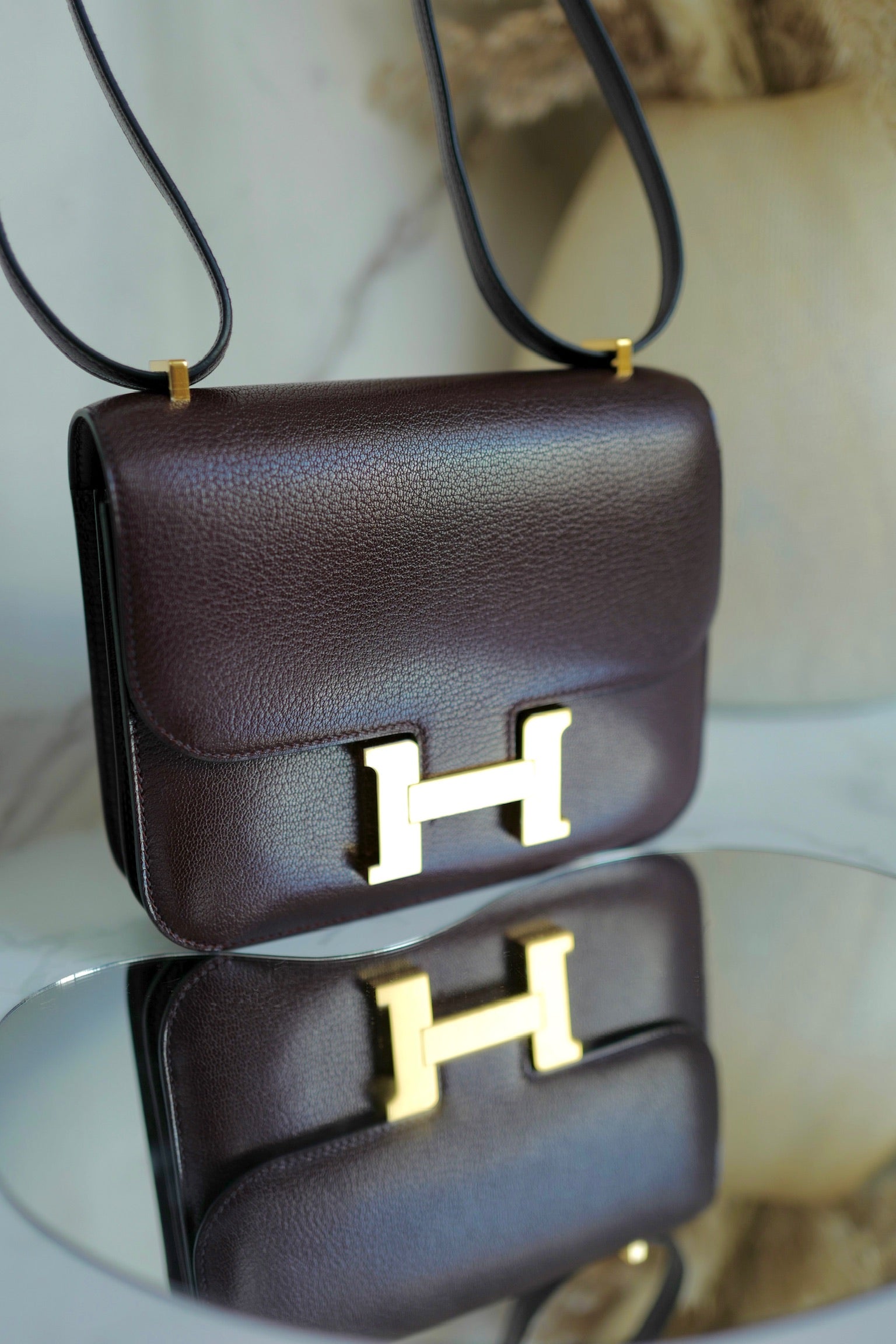 BNIB Hermes Mini Constance 18 Rouge Sellier Chevre leather with gold HW W 2025