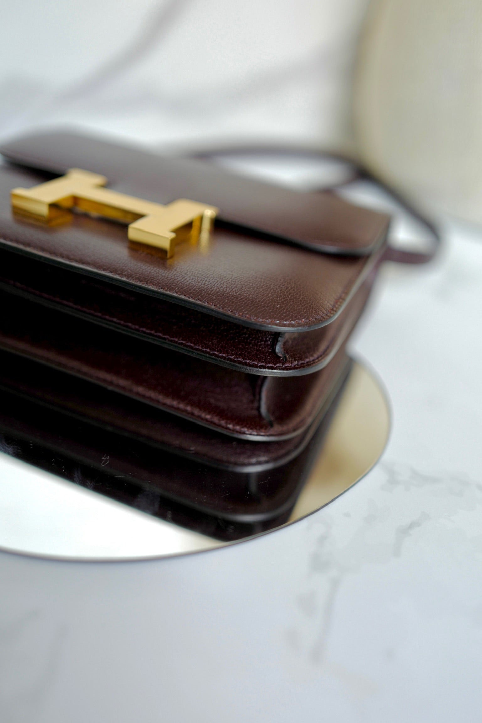 BNIB Hermes Mini Constance 18 Rouge Sellier Chevre leather with gold HW W 2025