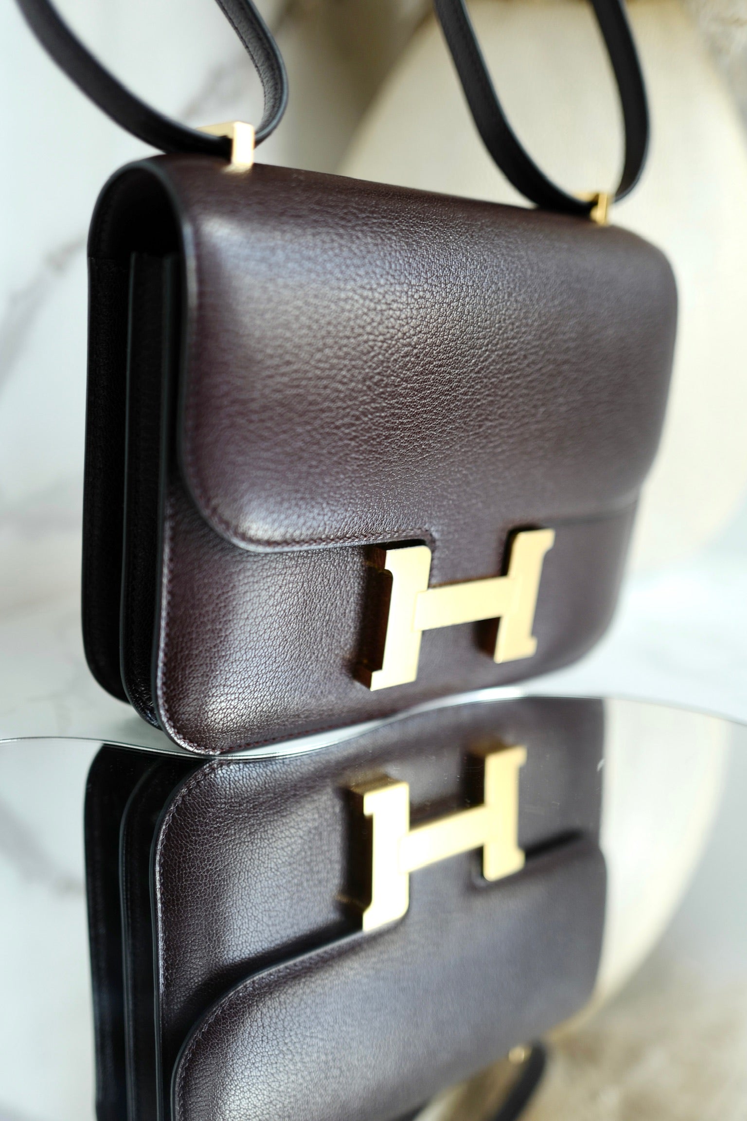 BNIB Hermes Mini Constance 18 Rouge Sellier Chevre leather with gold HW W 2025