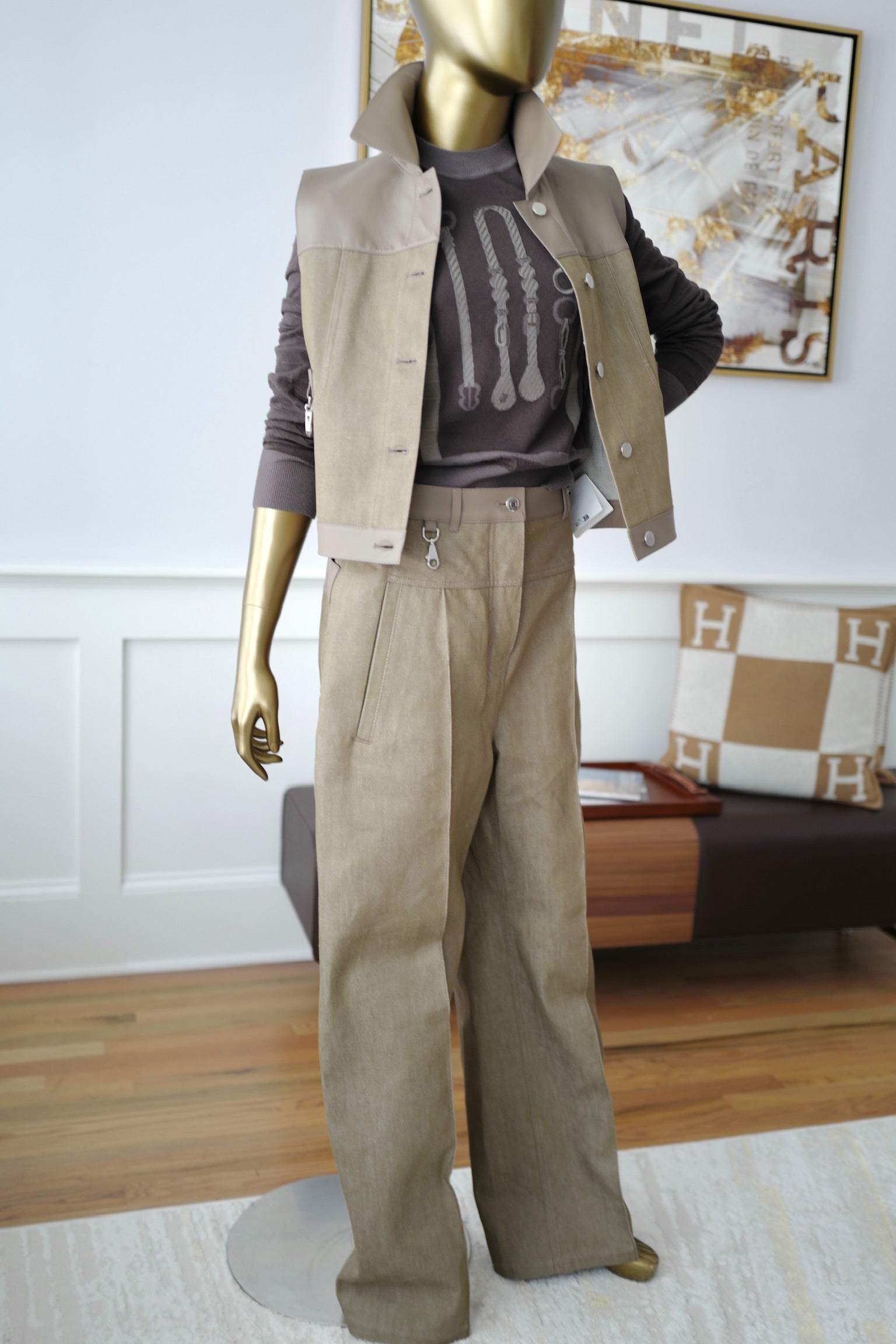 NEW Hermès SS25 Sleeveless Jacket with Leather Details - Size 38 $7K Retail