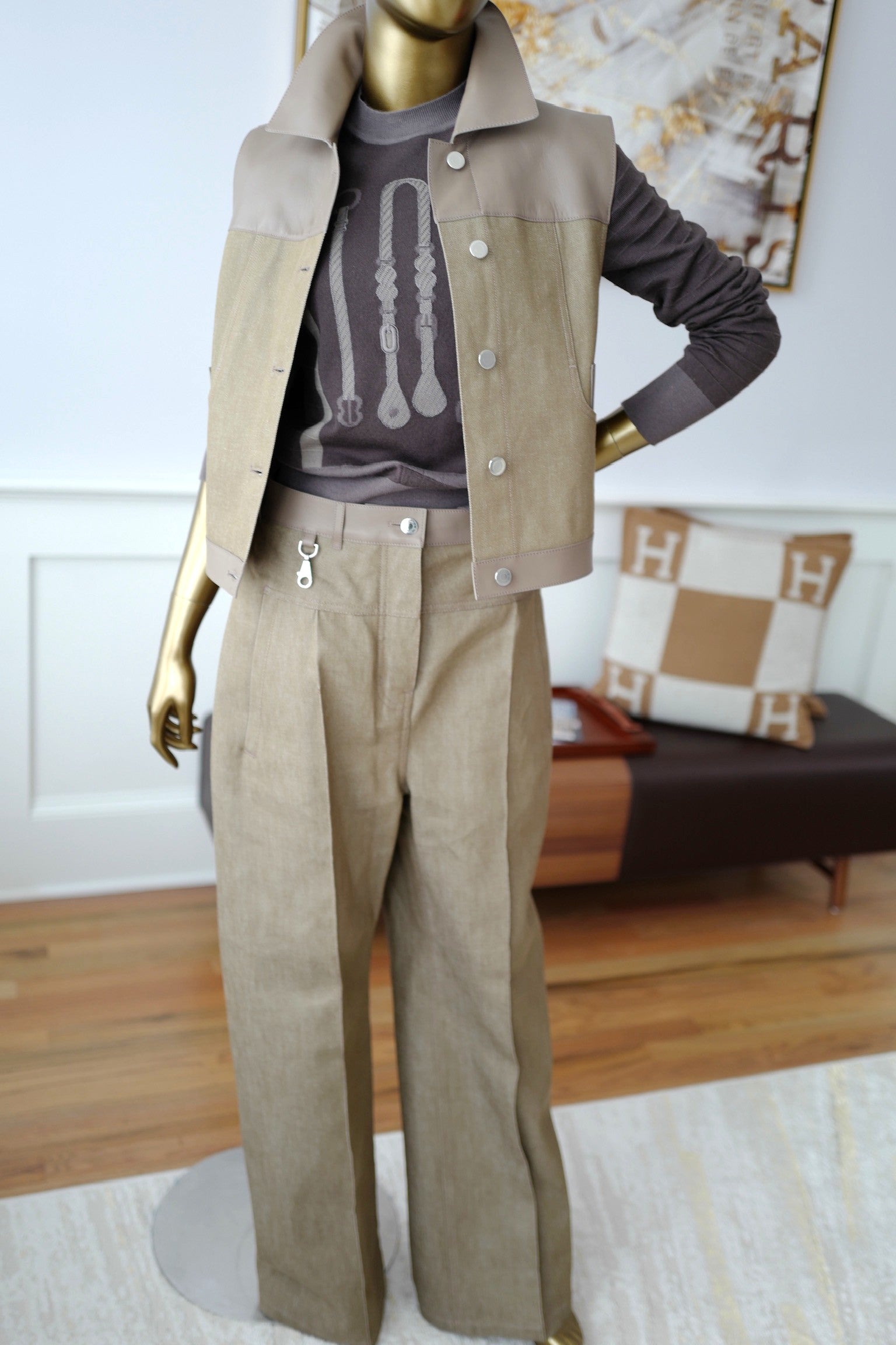 NEW Hermès SS25 Sleeveless Jacket with Leather Details - Size 38 $7K Retail