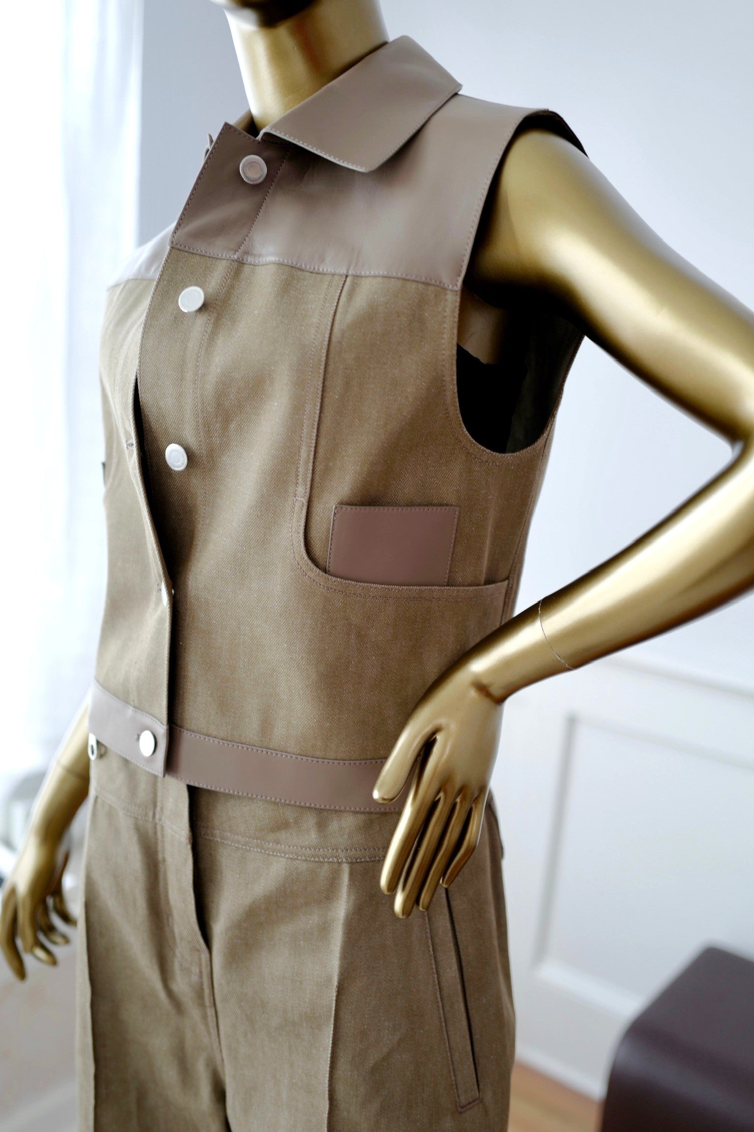 NEW Hermès SS25 Sleeveless Jacket with Leather Details - Size 38 $7K Retail