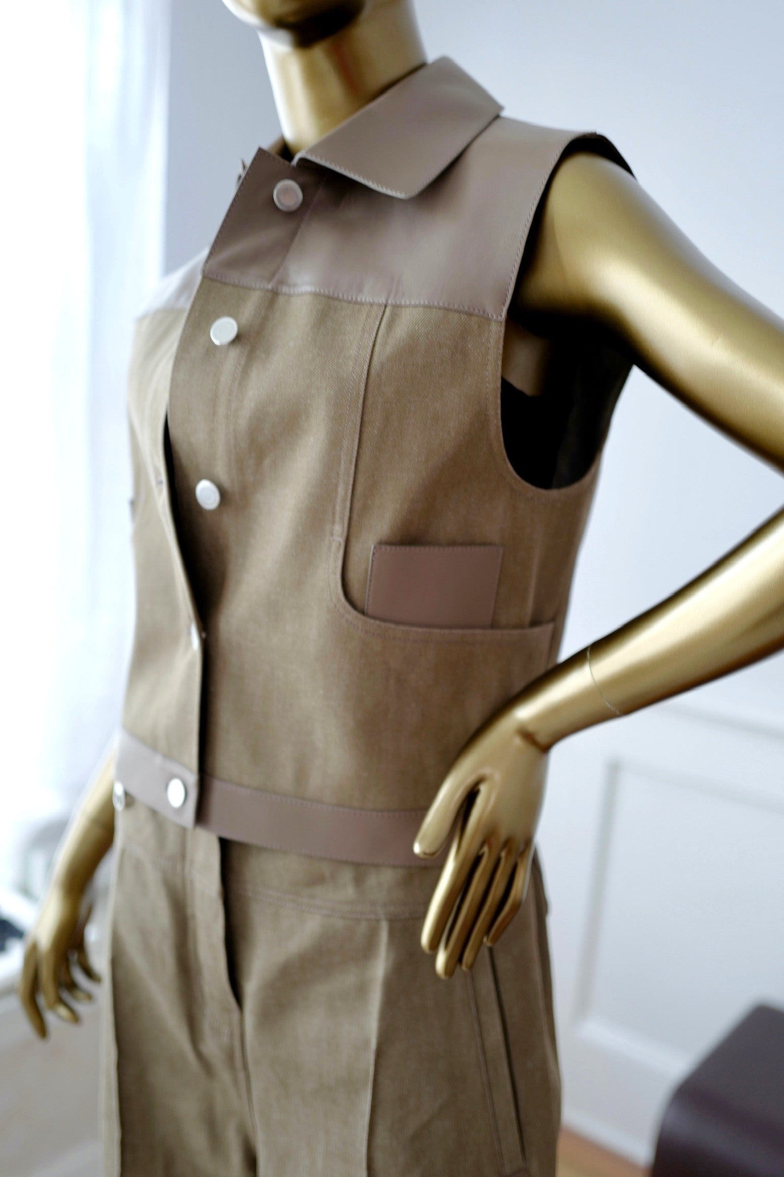 NEW Hermès SS25 Sleeveless Jacket with Leather Details - Size 38 $7K Retail