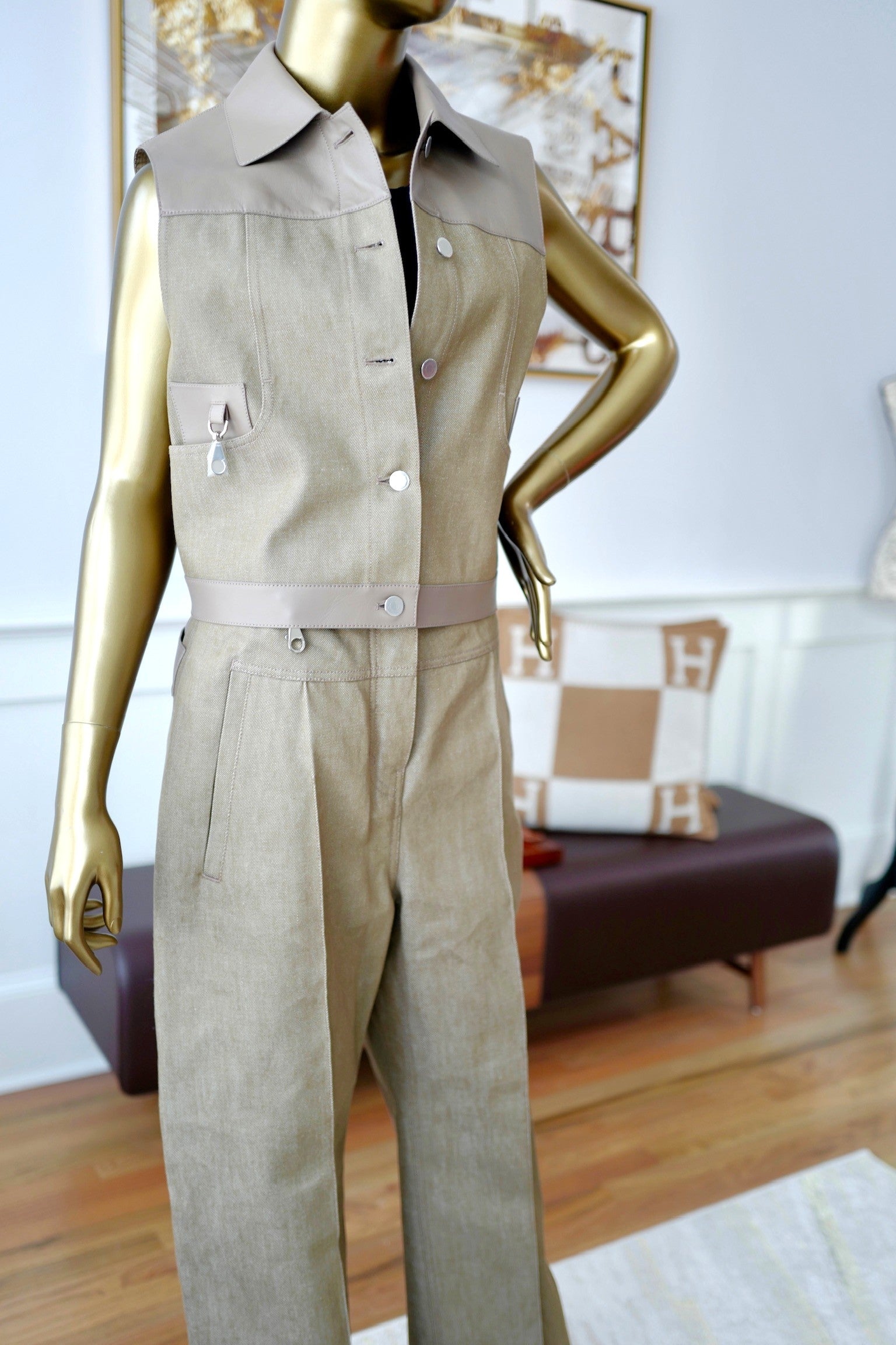 NEW Hermès SS25 Sleeveless Jacket with Leather Details - Size 38 $7K Retail