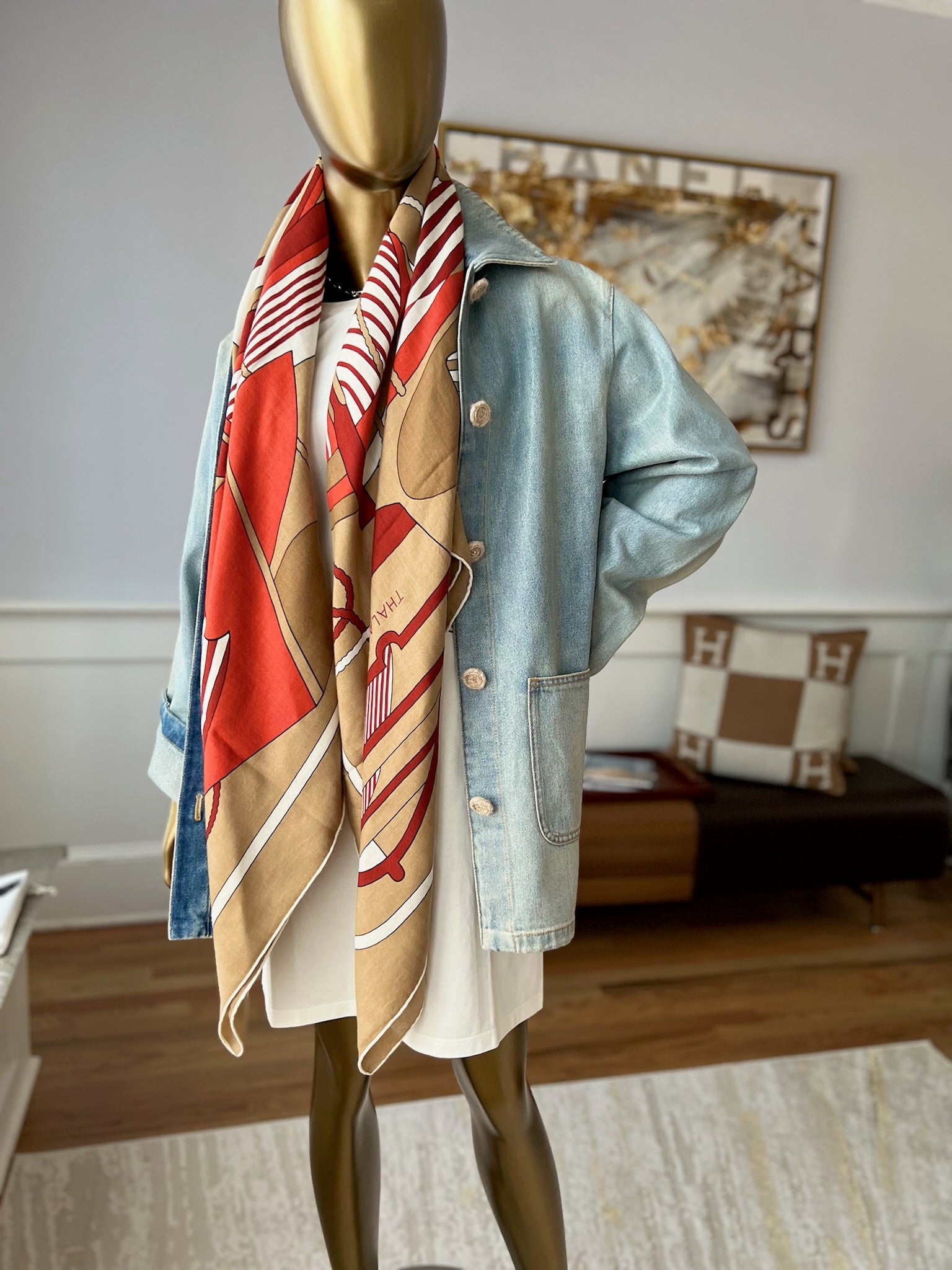 Chanel 24K Water-Repellent Coated Long Oversized Denim Jacket Light Blue Size 34