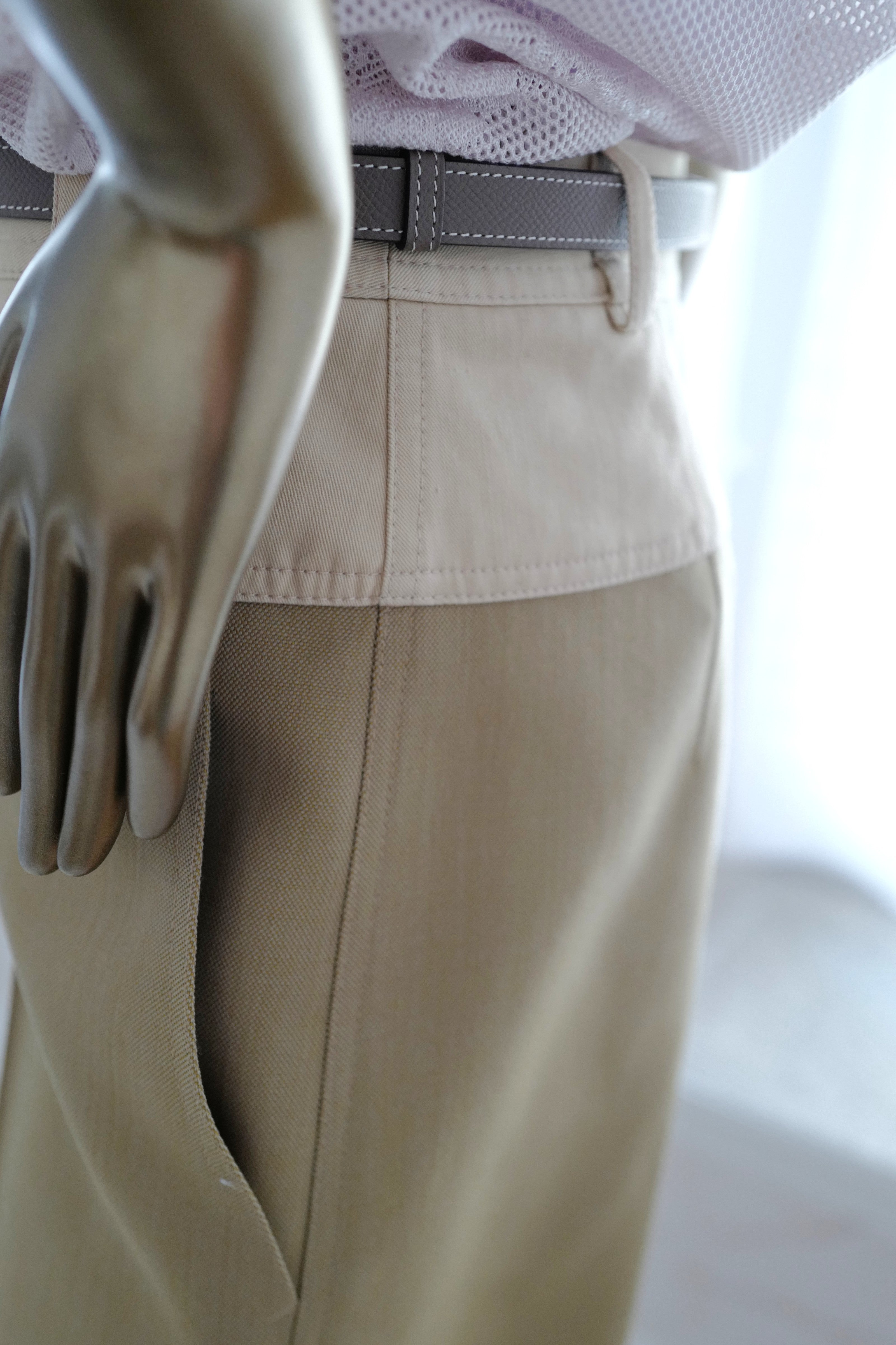NEW Hermès Loose Fit Pants Wide Leg SS25 in Beige/Vert Muscade Size 38 Over $3K