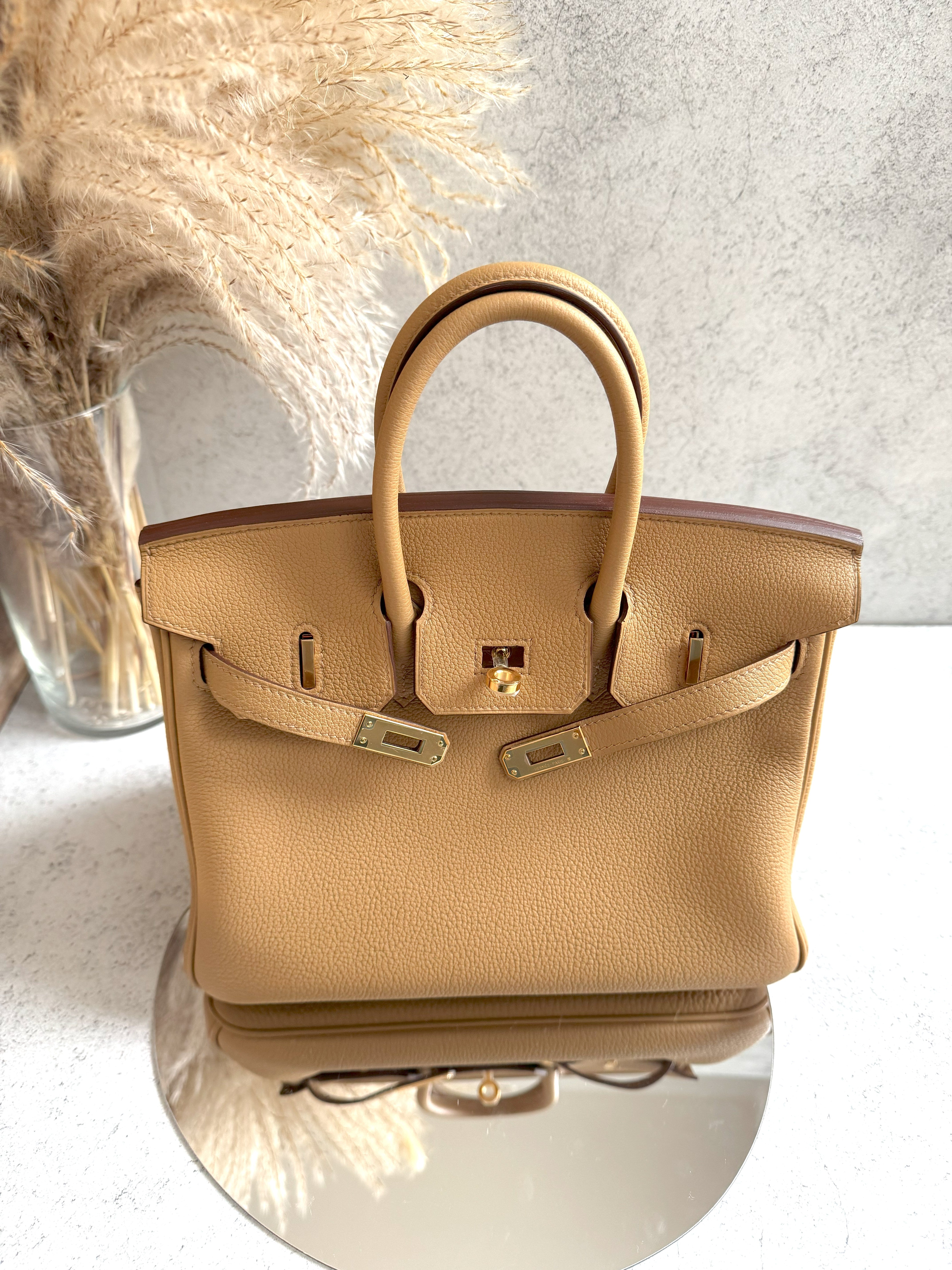 NEW Hermes Birkin 25 Togo Biscuit Gold Hardware