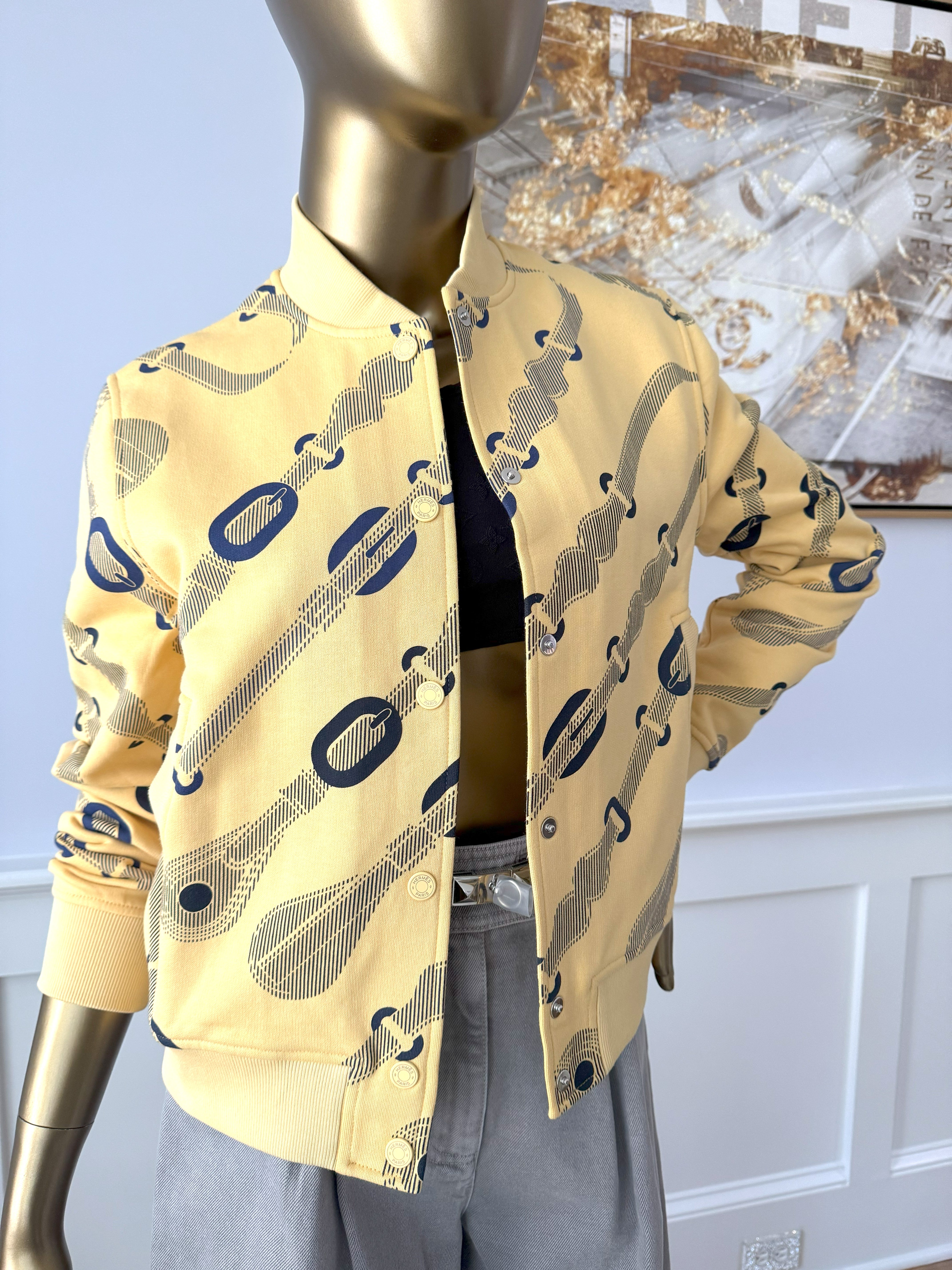 NEW Hermès Varsity Jacket “Coaching Remix” in Jaune Labido Size 38