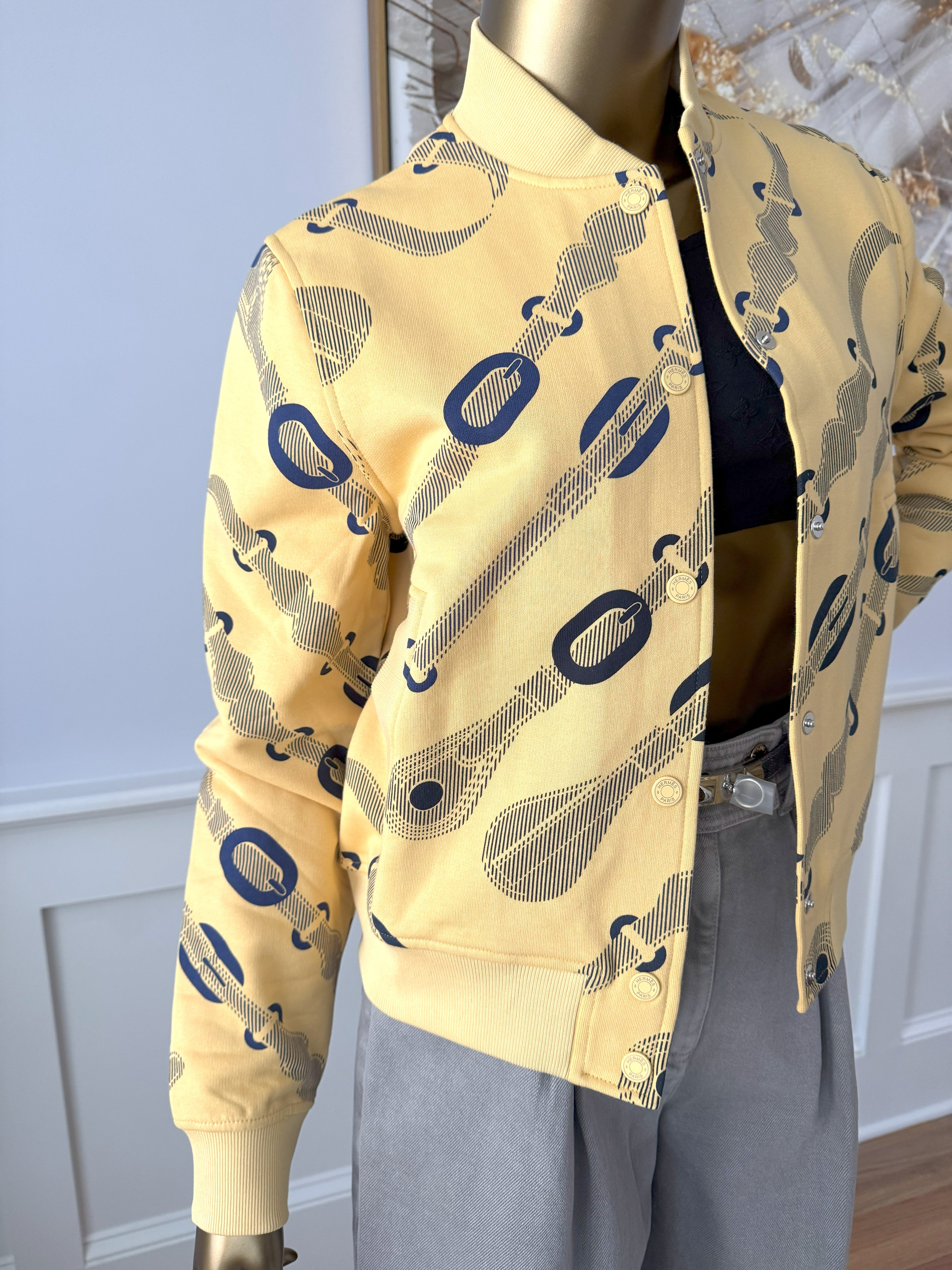 NEW Hermès Varsity Jacket “Coaching Remix” in Jaune Labido Size 38