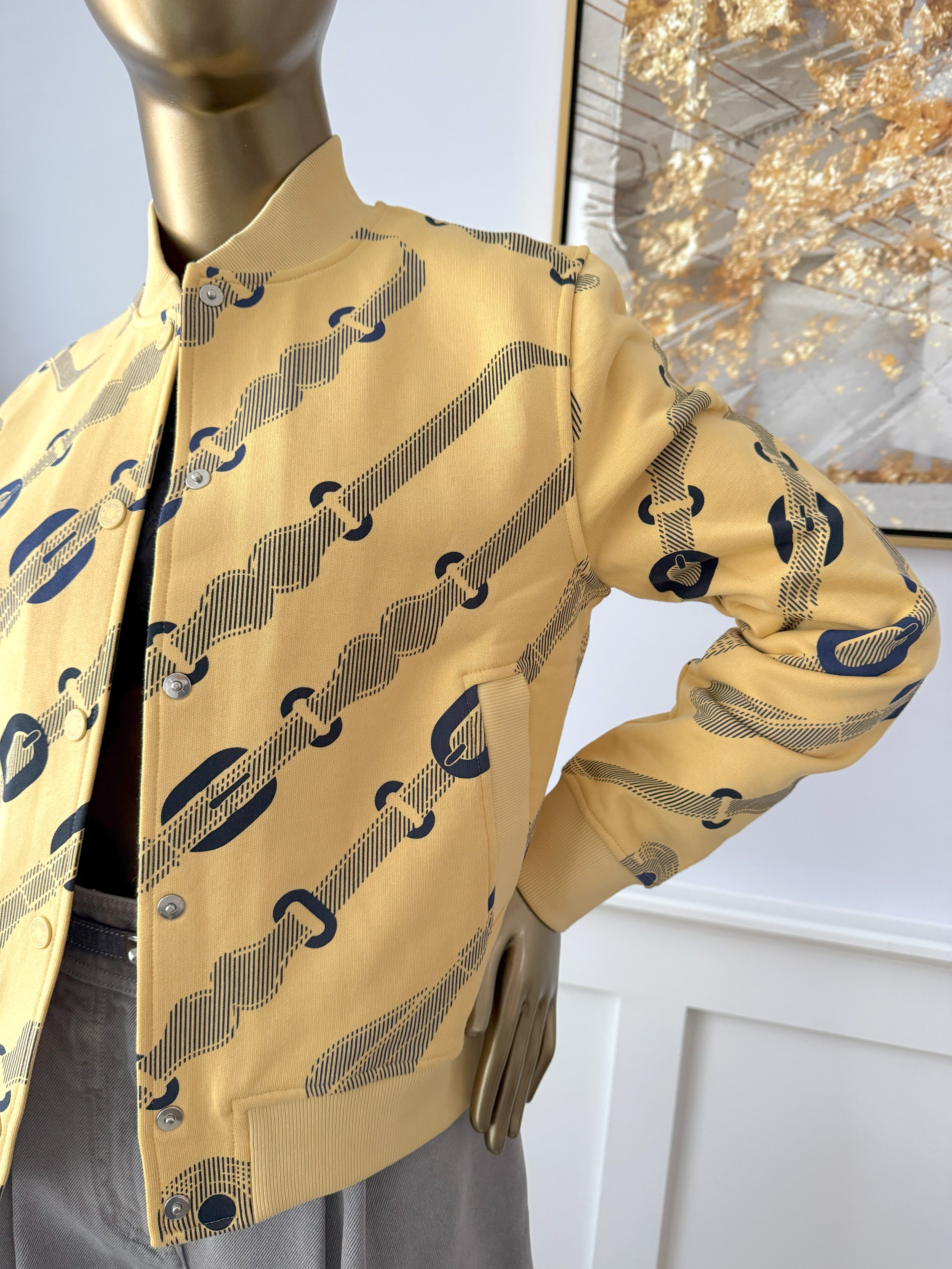 NEW Hermès Varsity Jacket “Coaching Remix” in Jaune Labido Size 38