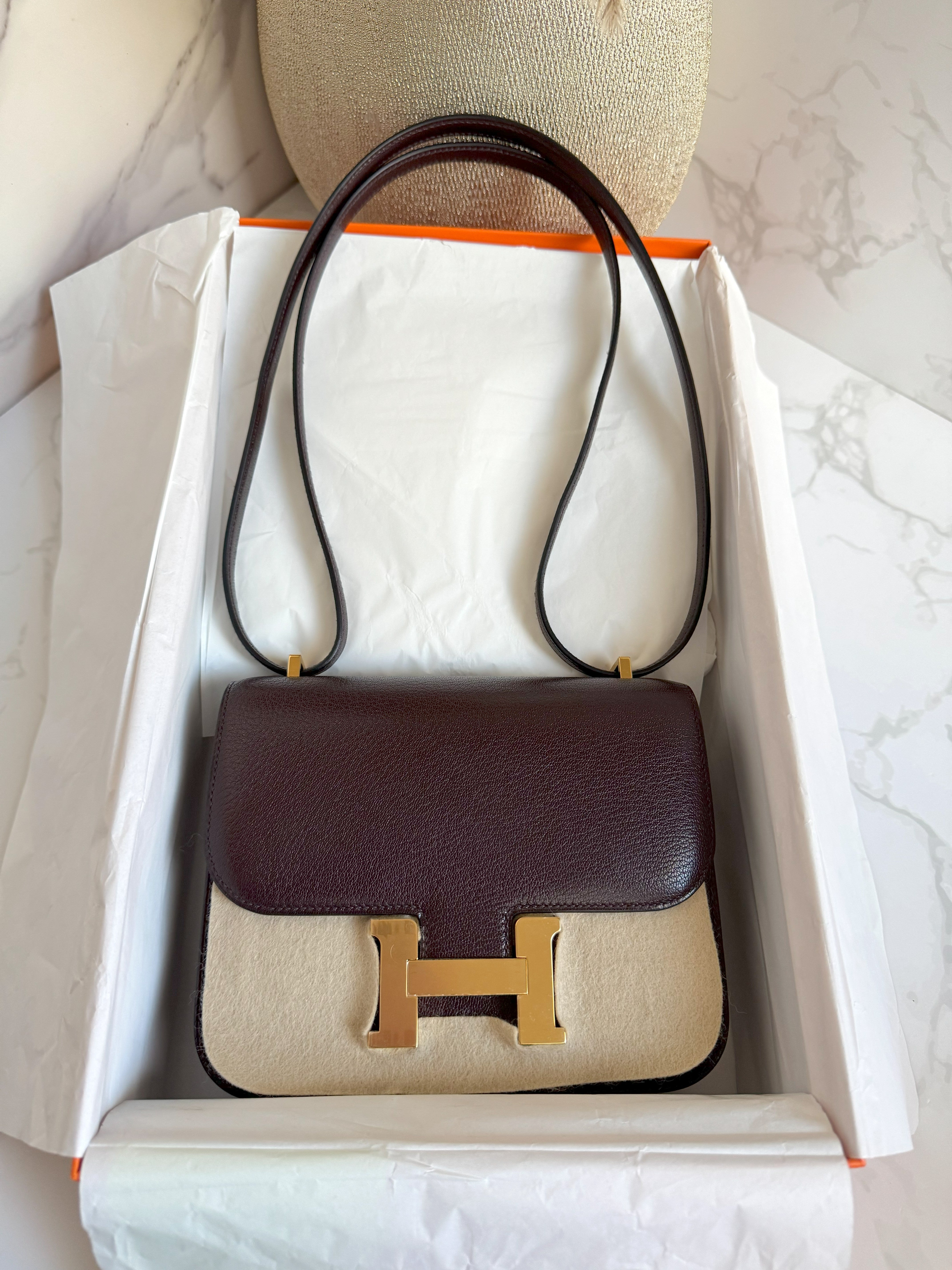 BNIB Hermes Mini Constance 18 Rouge Sellier Chevre leather with gold HW W 2025